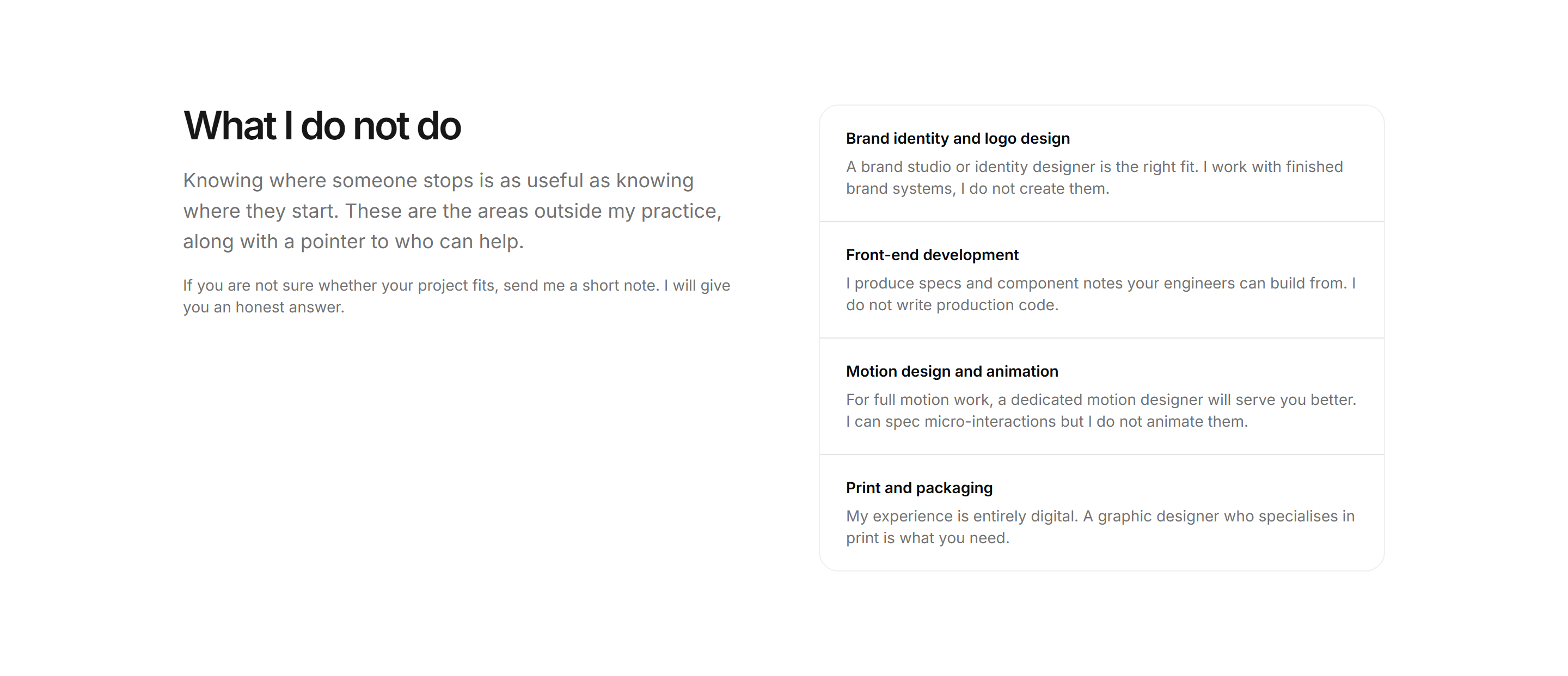 Portfolio Service: Not Offered Note