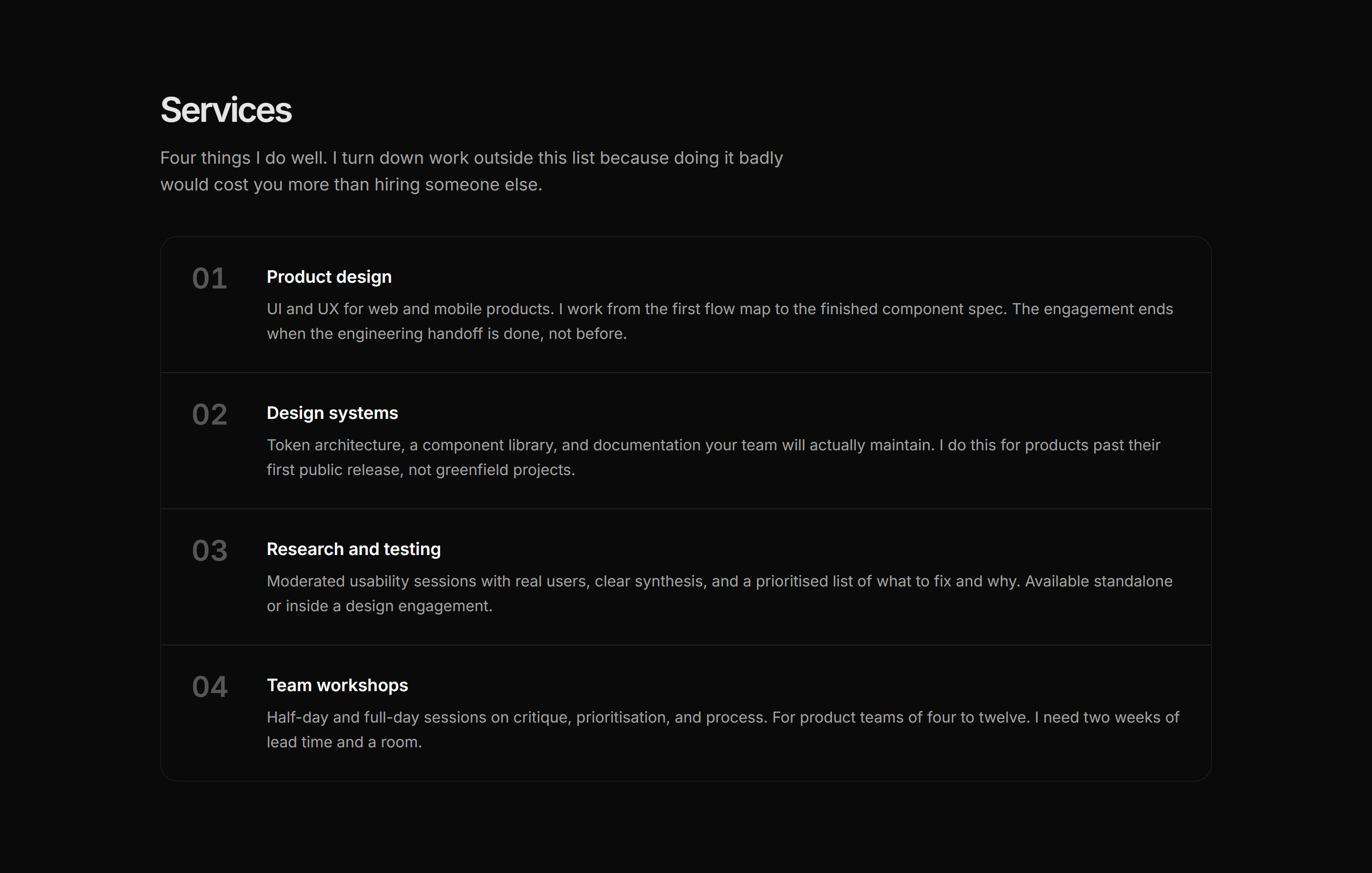 Portfolio Service: Numbered Services