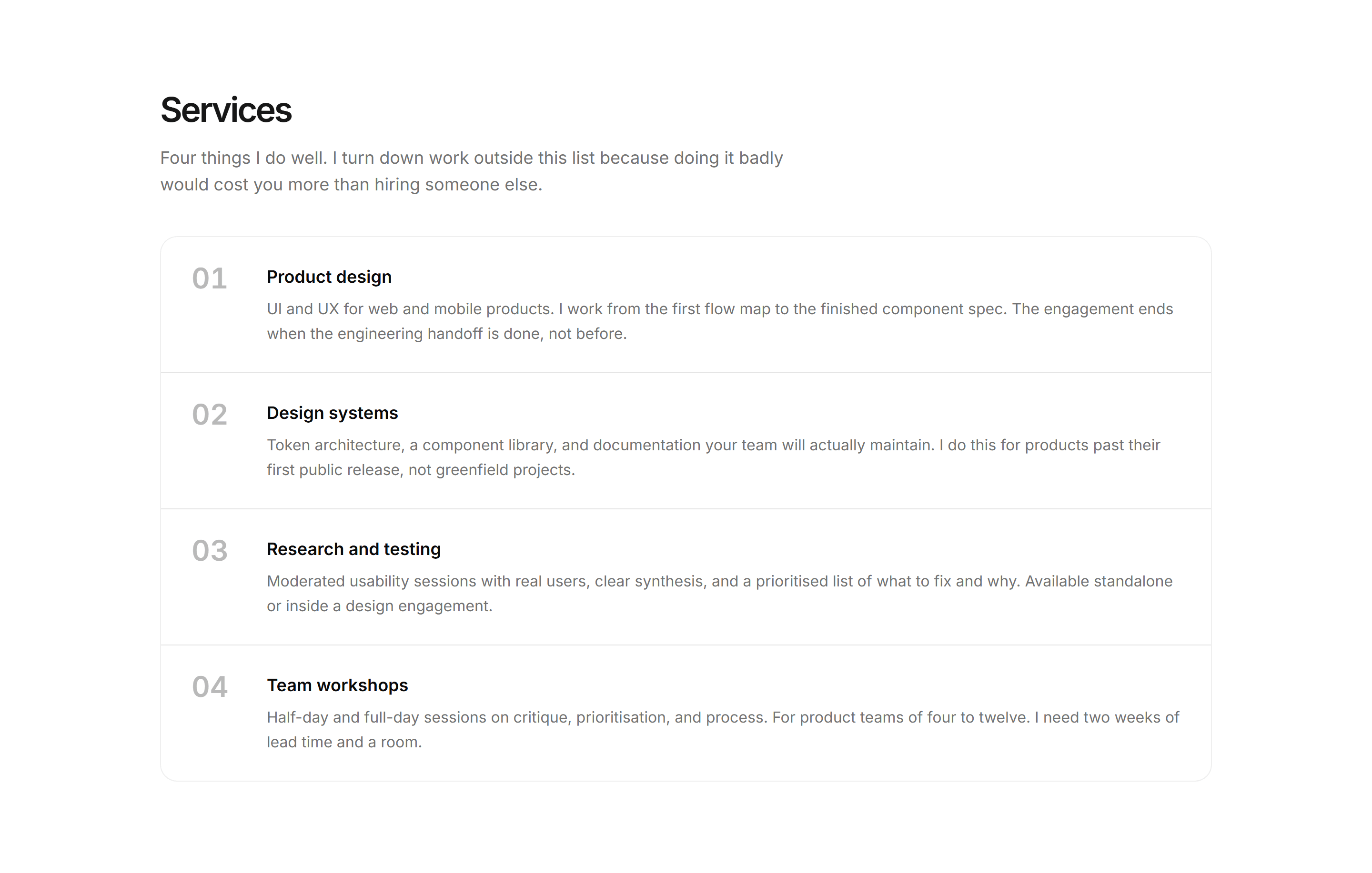 Portfolio Service: Numbered Services