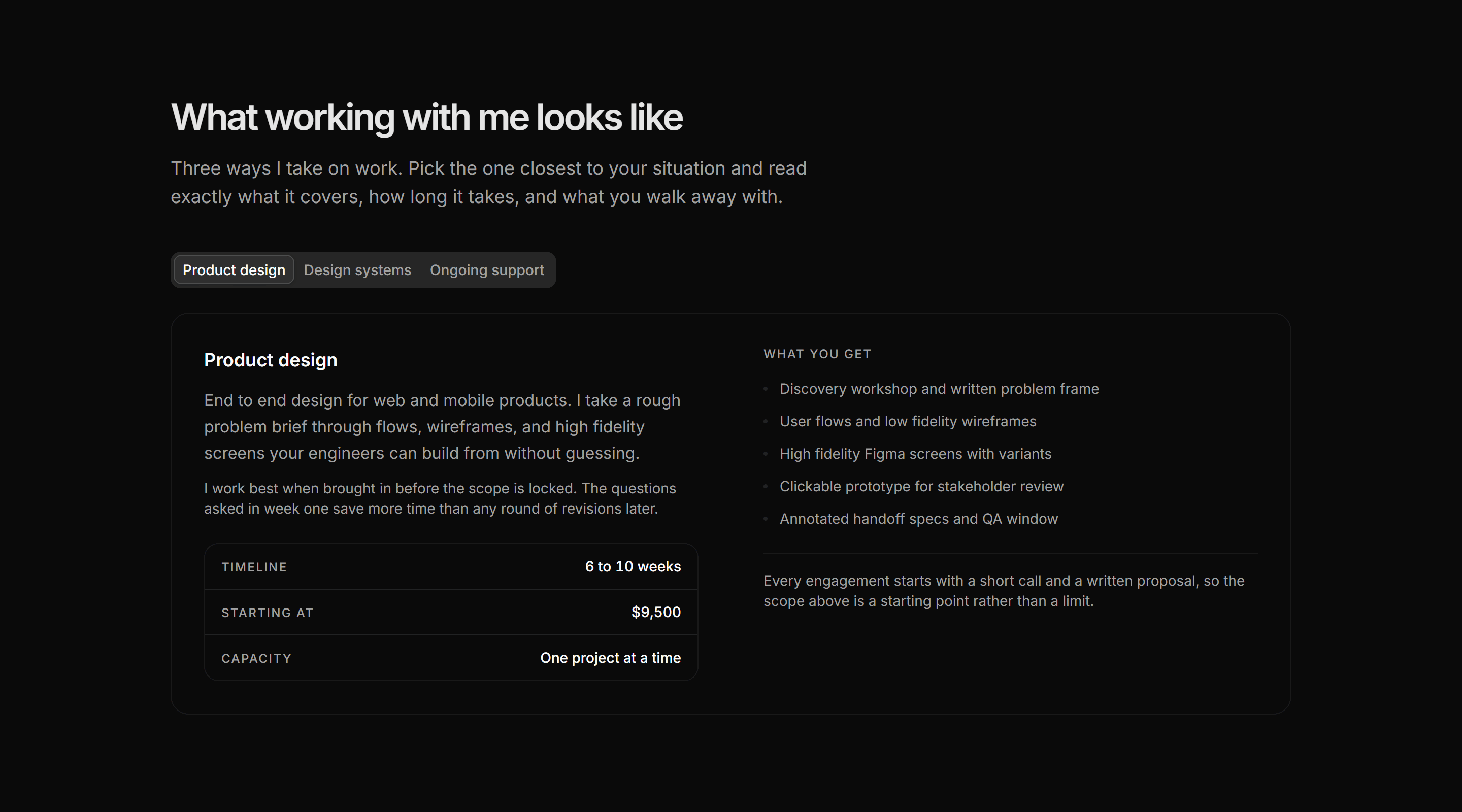 Portfolio Service: Services Tabs