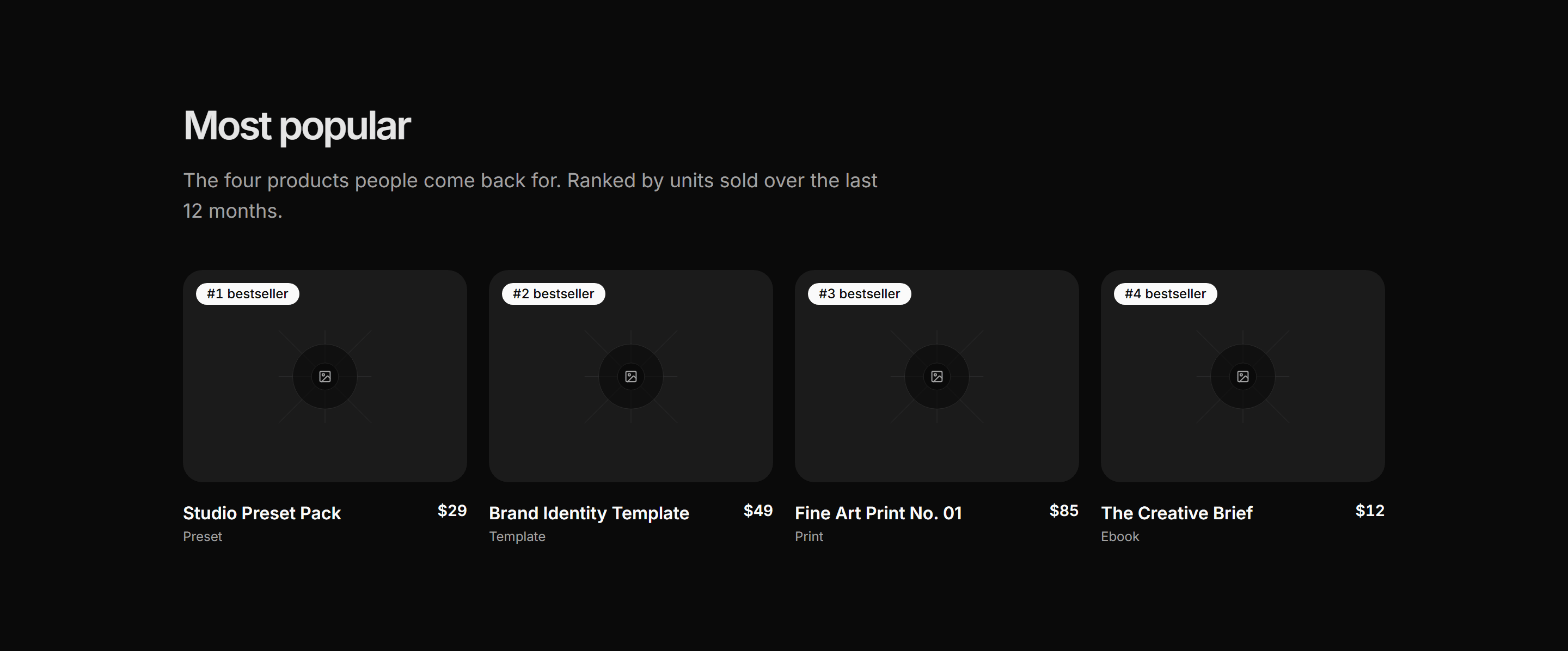 Portfolio Shop and Product: Bestseller Row