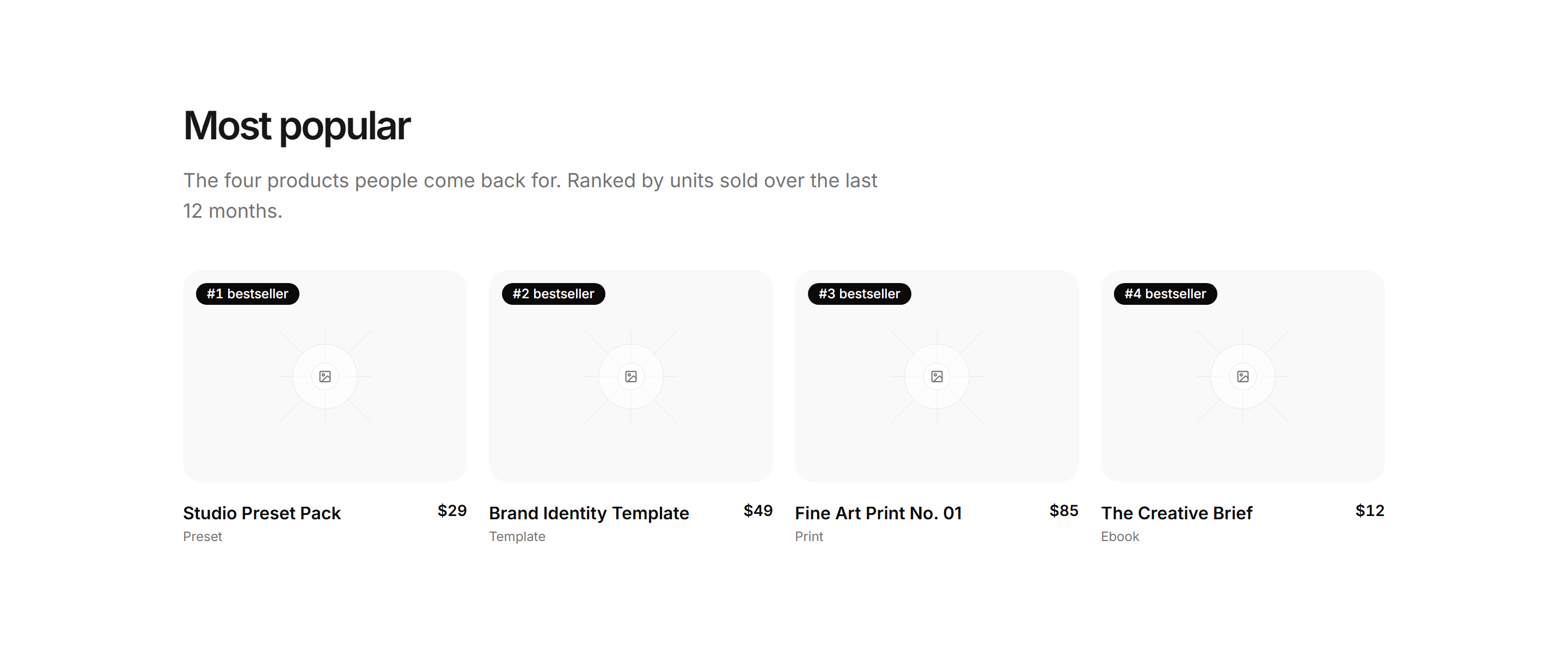 Portfolio Shop and Product: Bestseller Row
