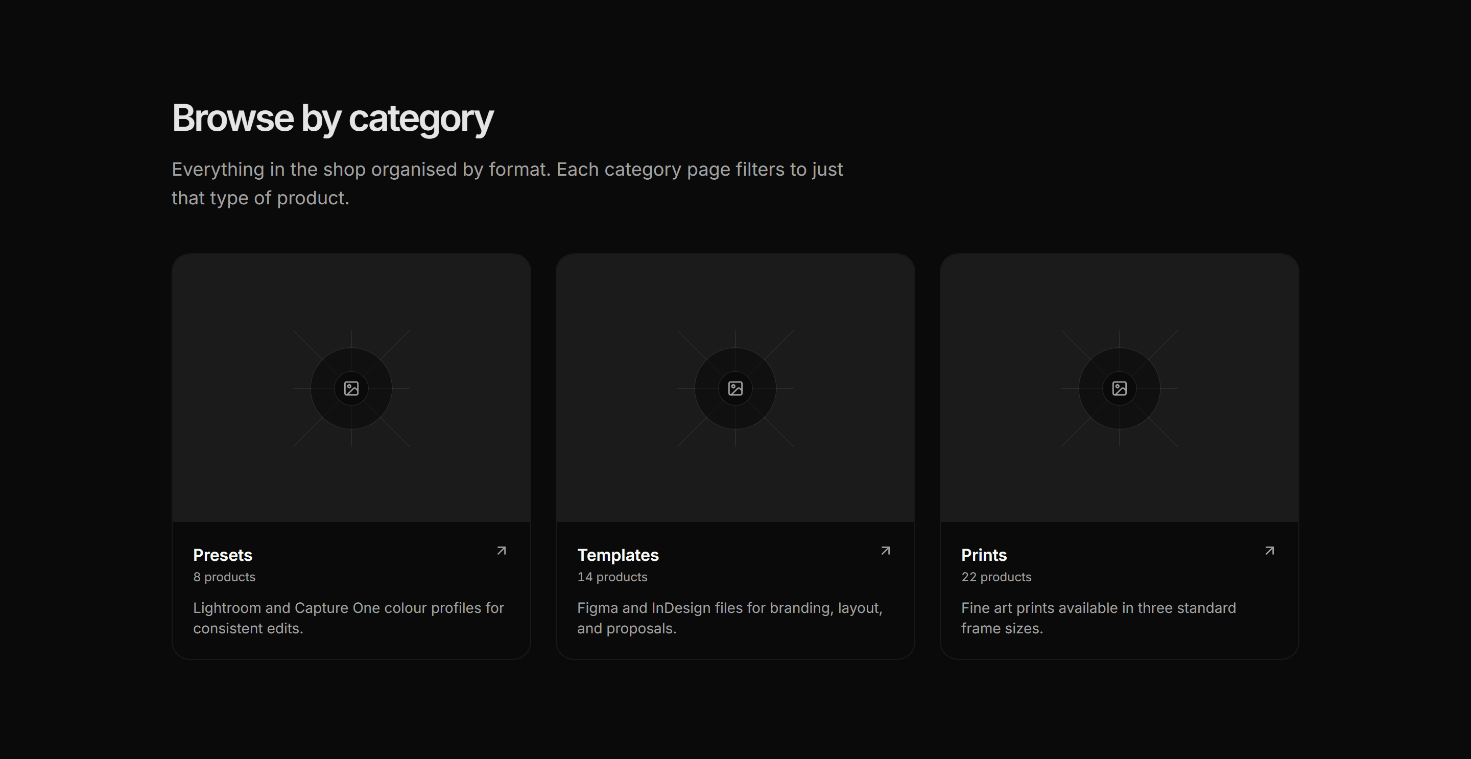 Portfolio Shop and Product: Product Categories