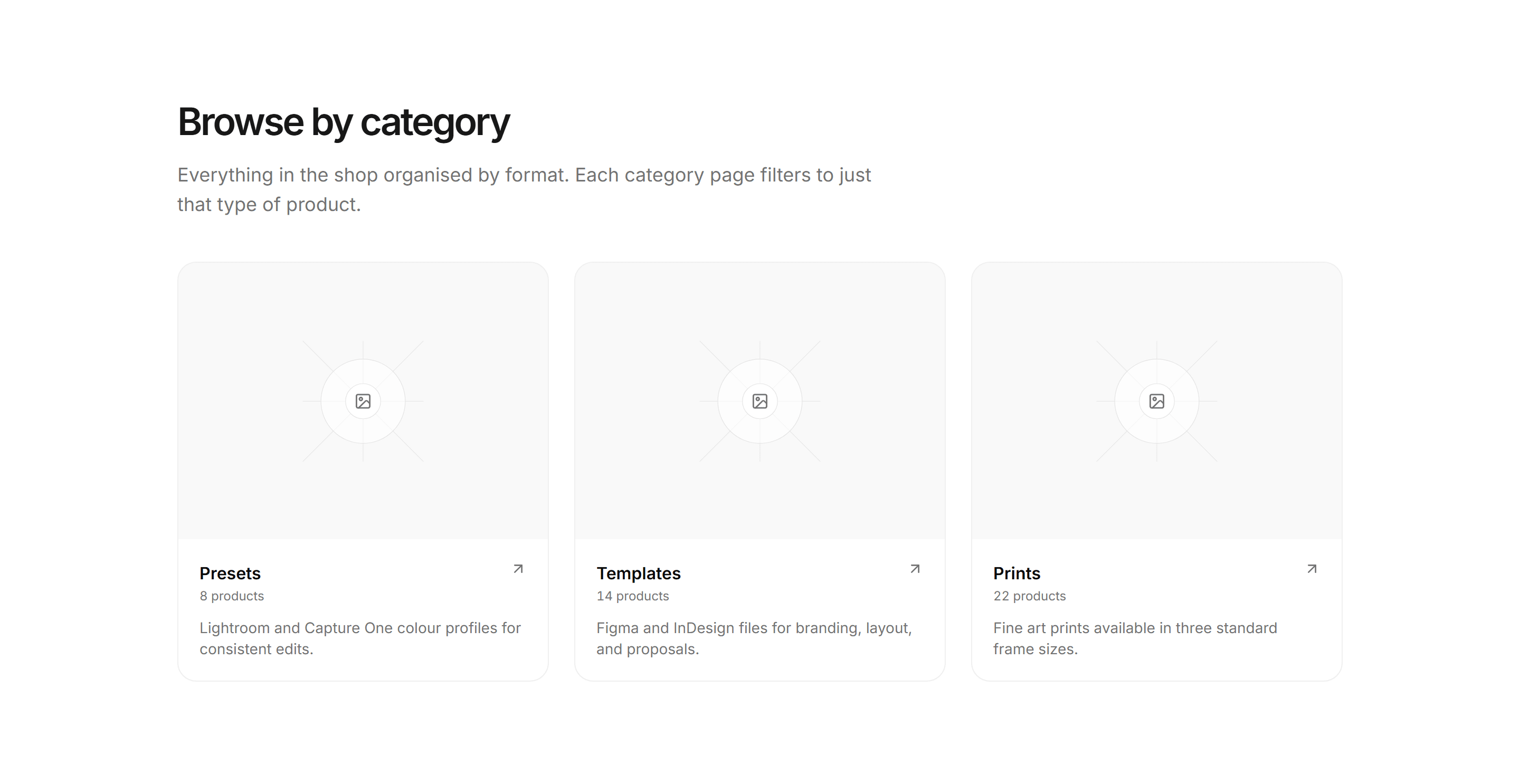 Portfolio Shop and Product: Product Categories