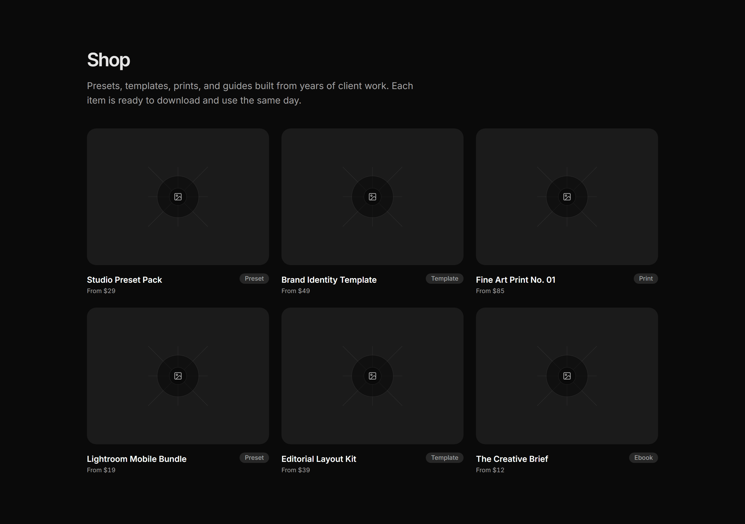 Portfolio Shop and Product: Product Grid
