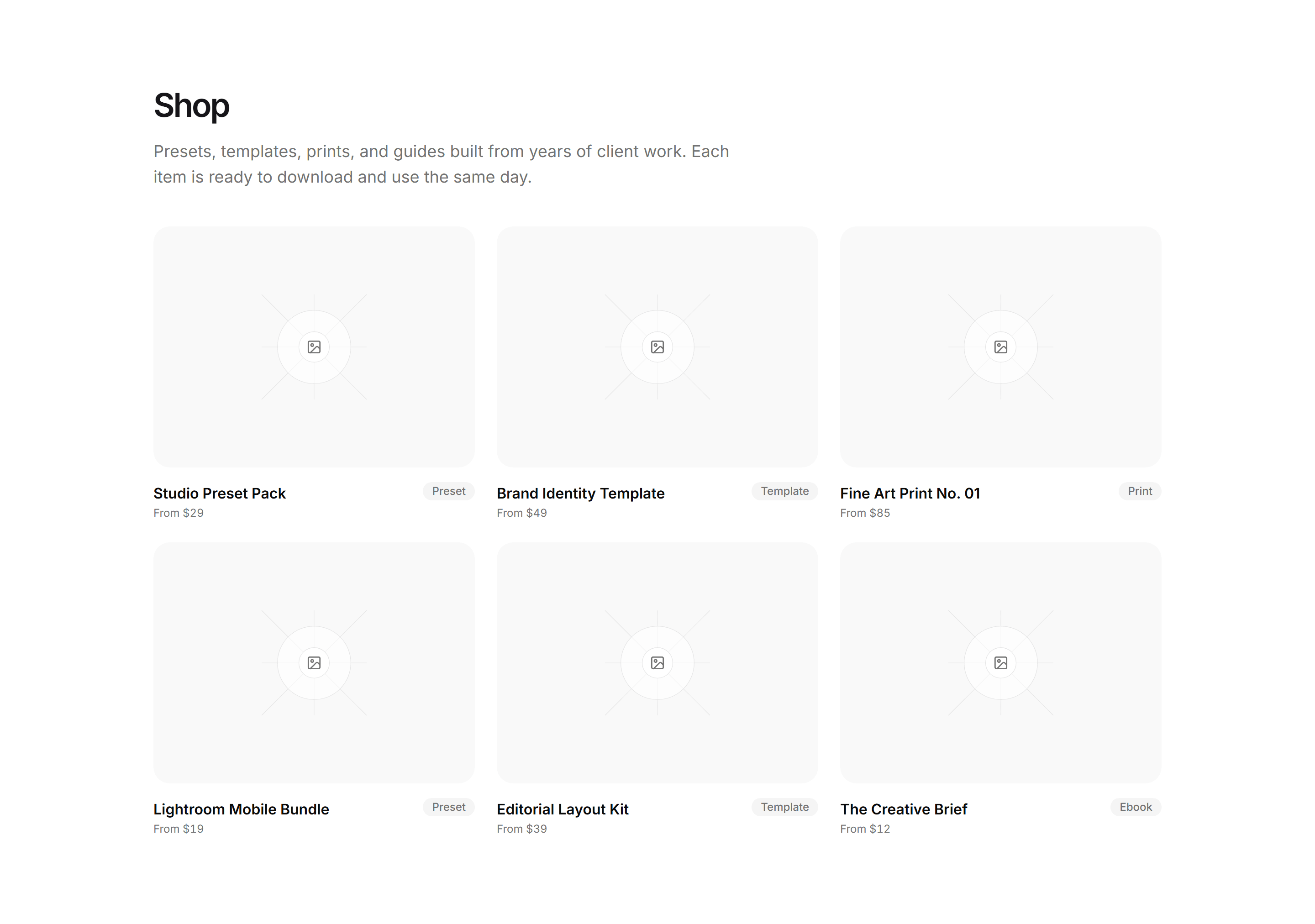 Portfolio Shop and Product: Product Grid