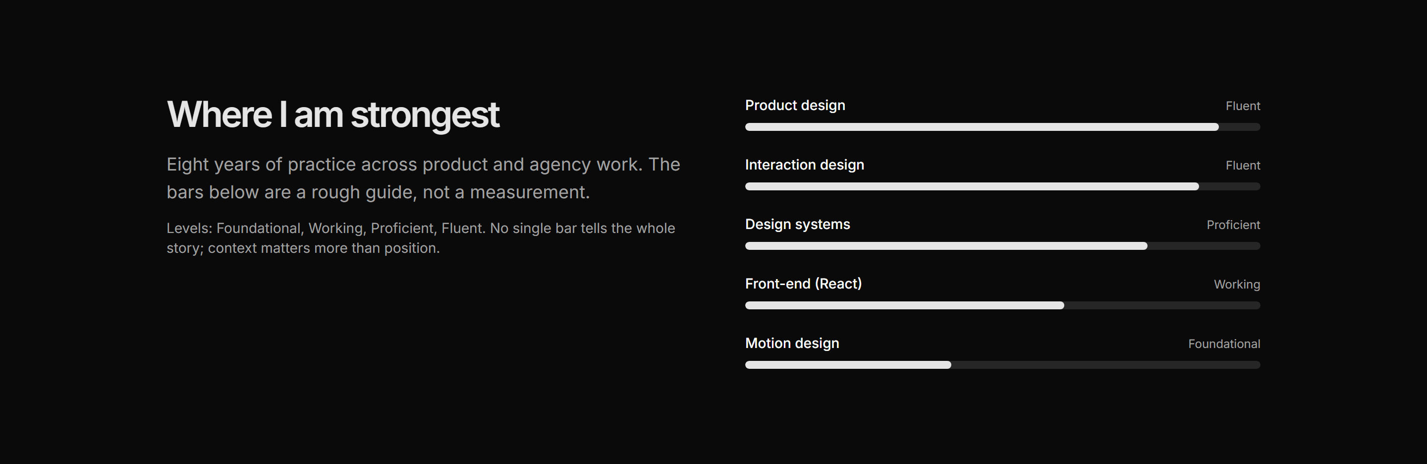 Portfolio Skills and Tool: Expertise Bars