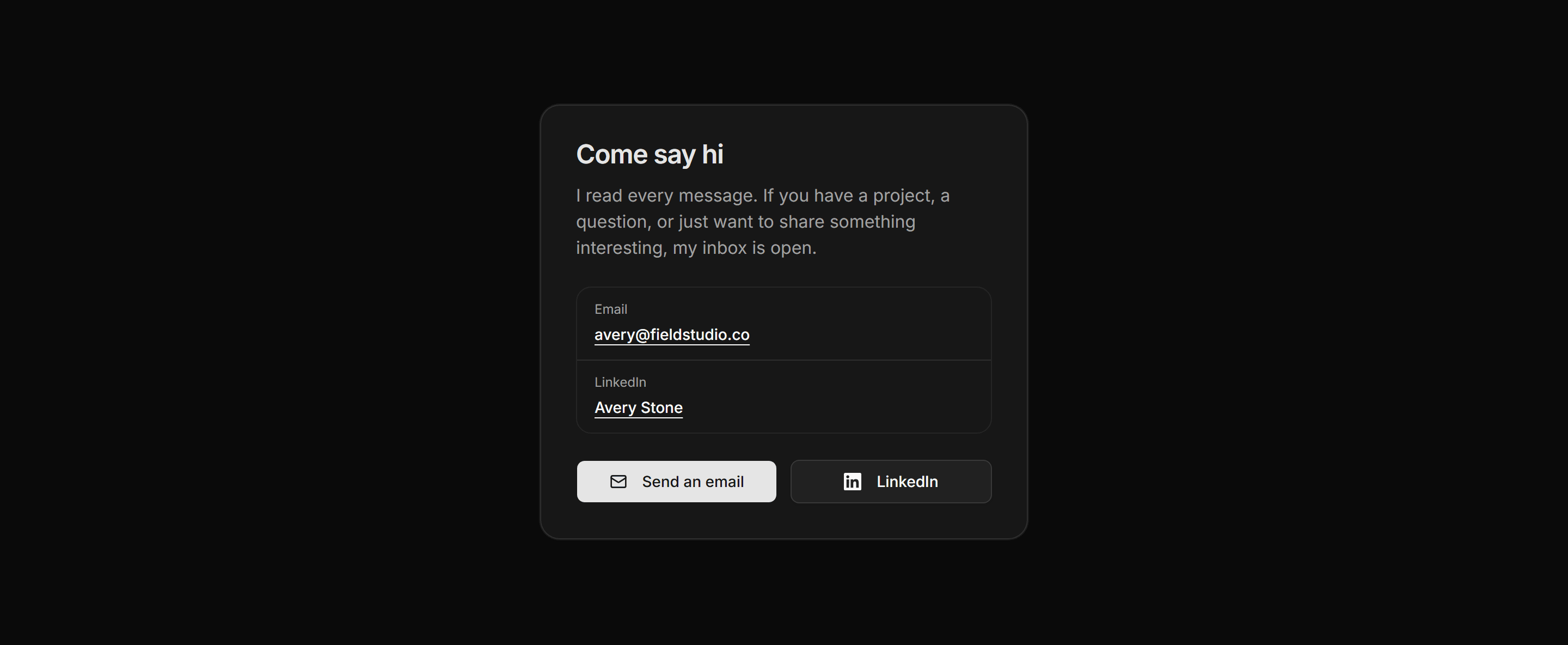 Portfolio Social and Link: Connect Card