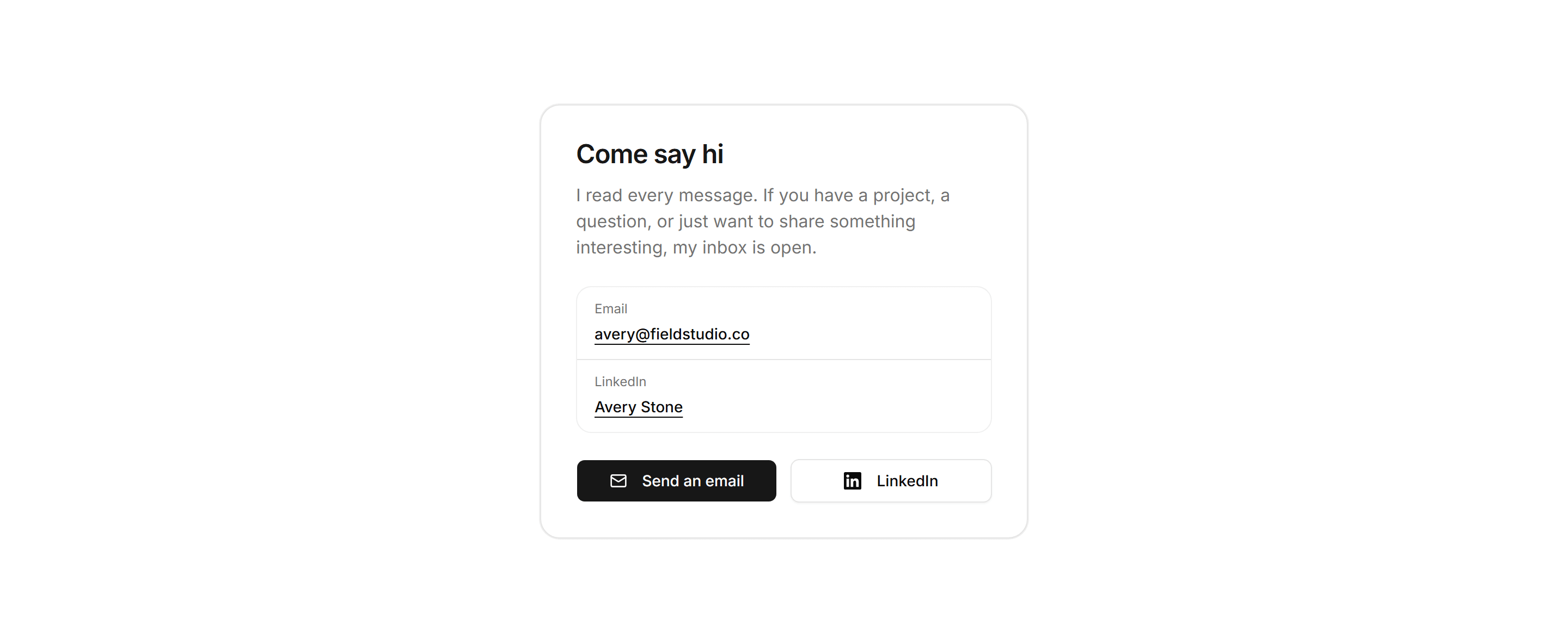 Portfolio Social and Link: Connect Card