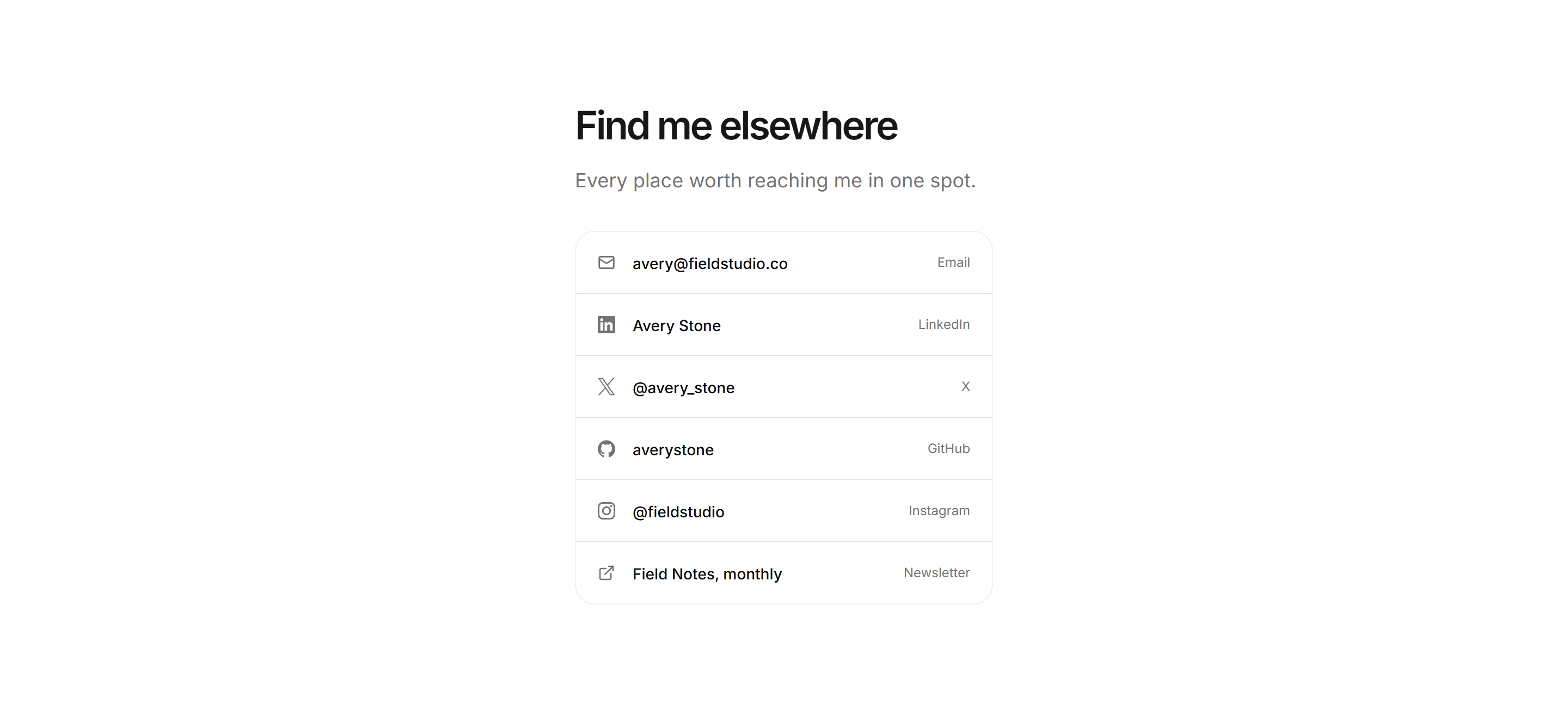 Portfolio Social and Link: Links Card