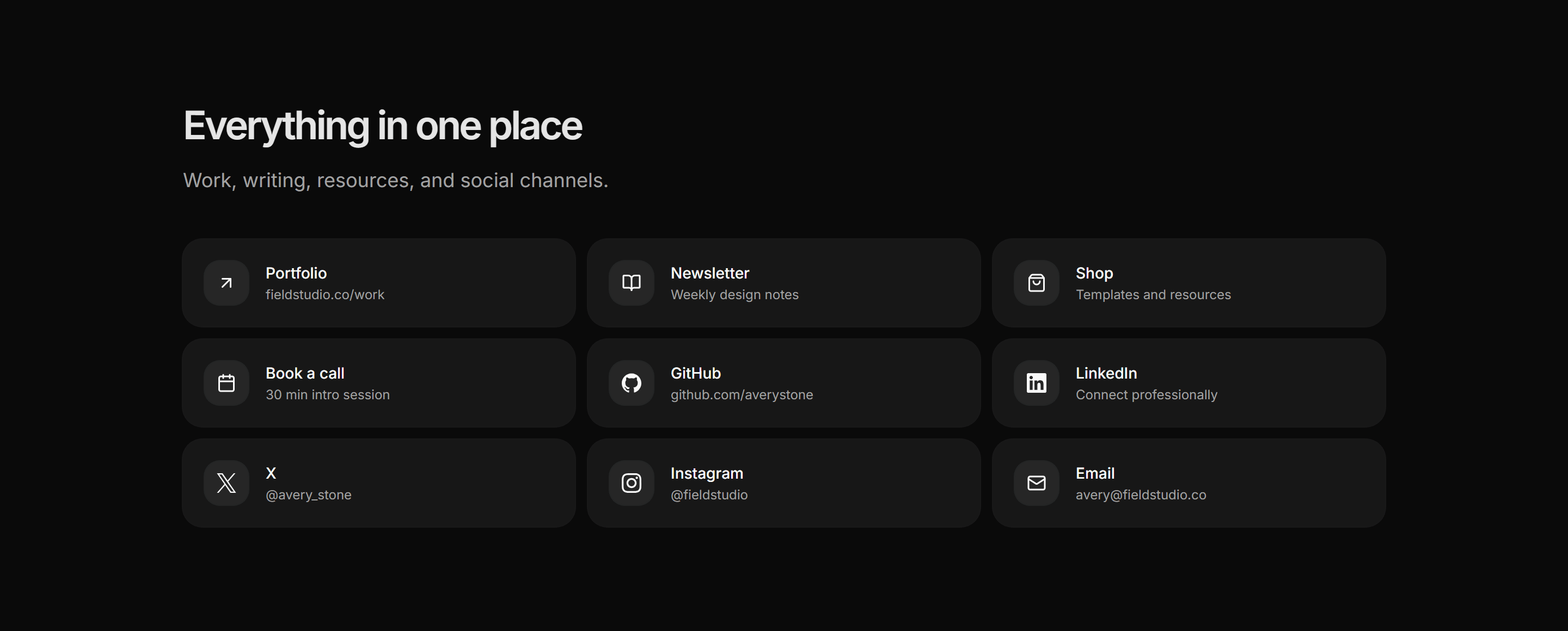 Portfolio Social and Link: Links Grid