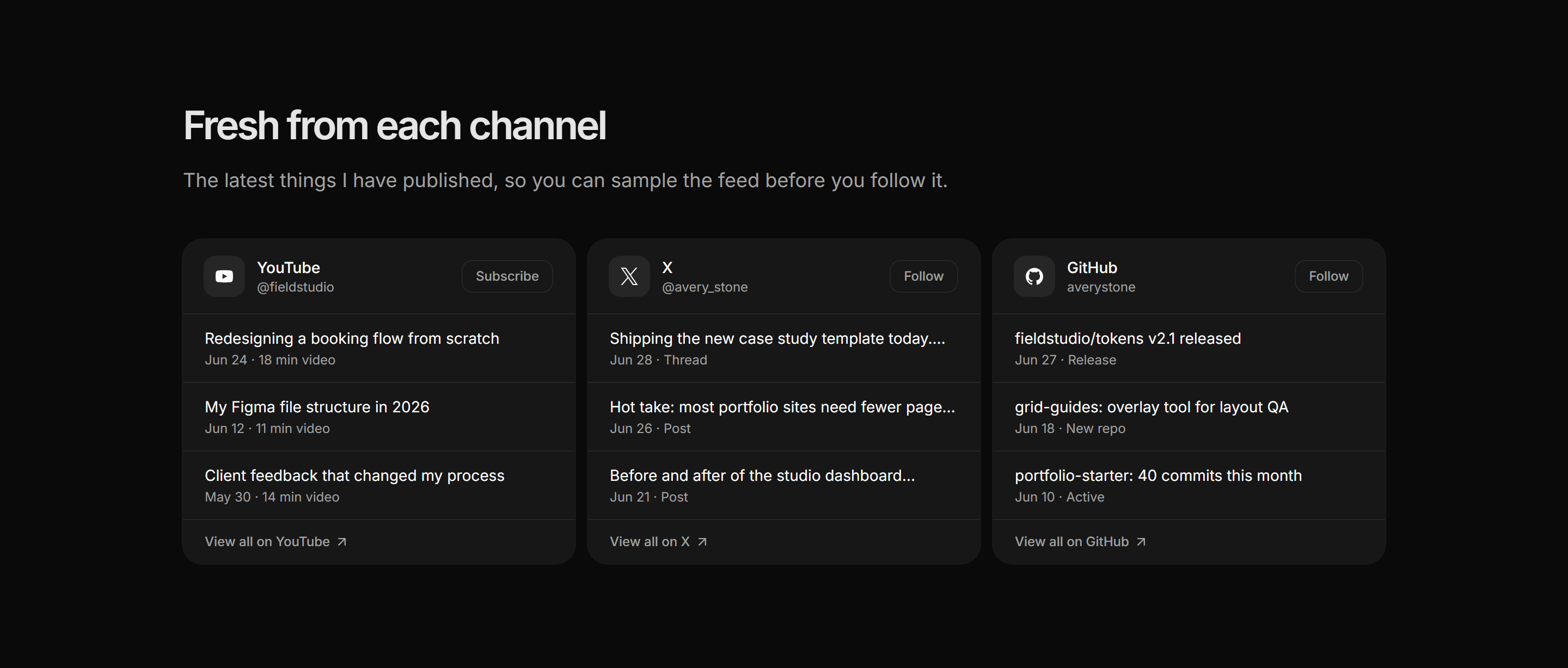 Portfolio Social and Link: Platform Feeds