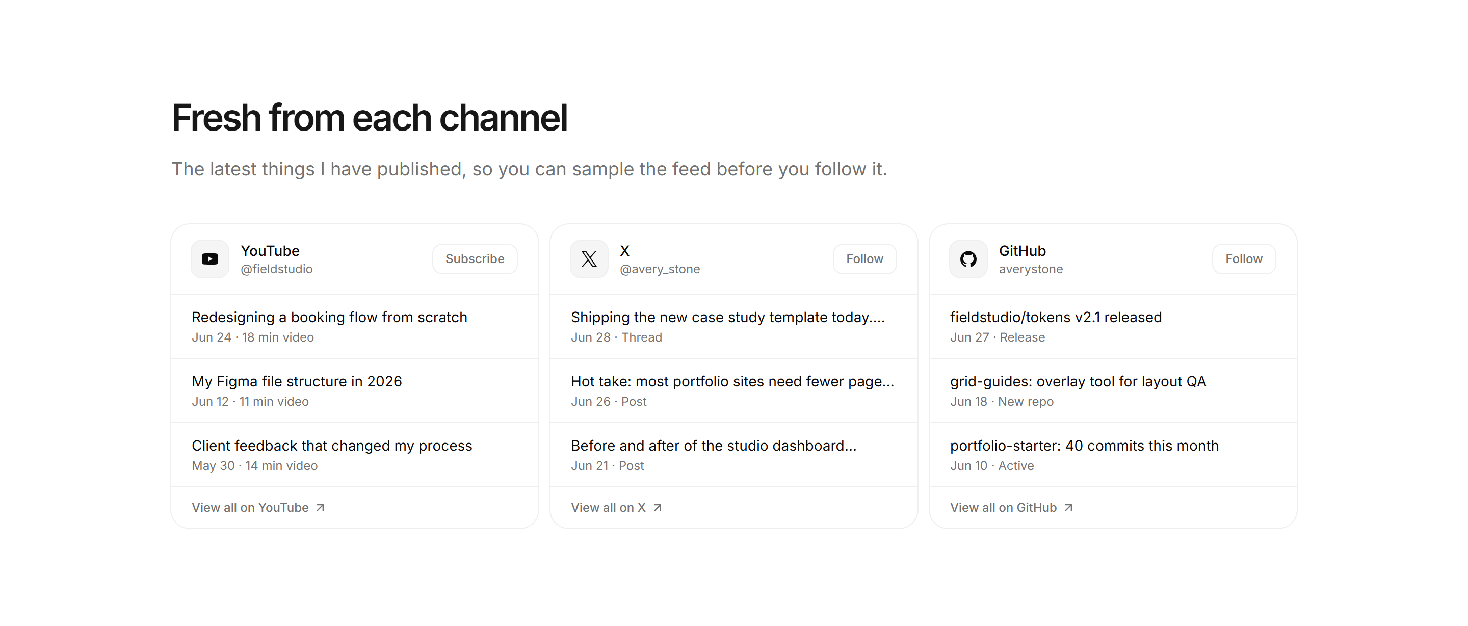 Portfolio Social and Link: Platform Feeds