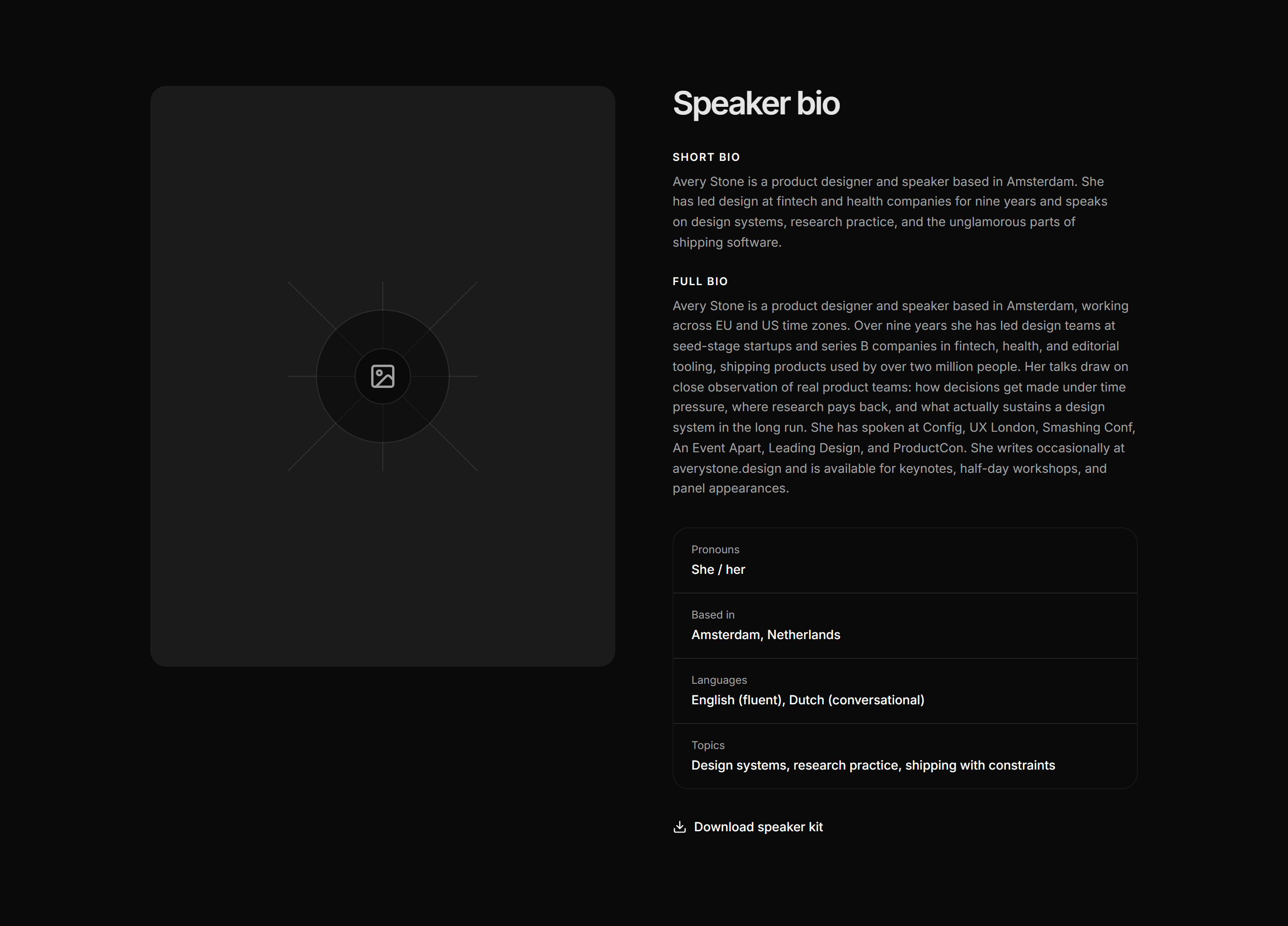 Portfolio Speaking and Event: Speaker Bio
