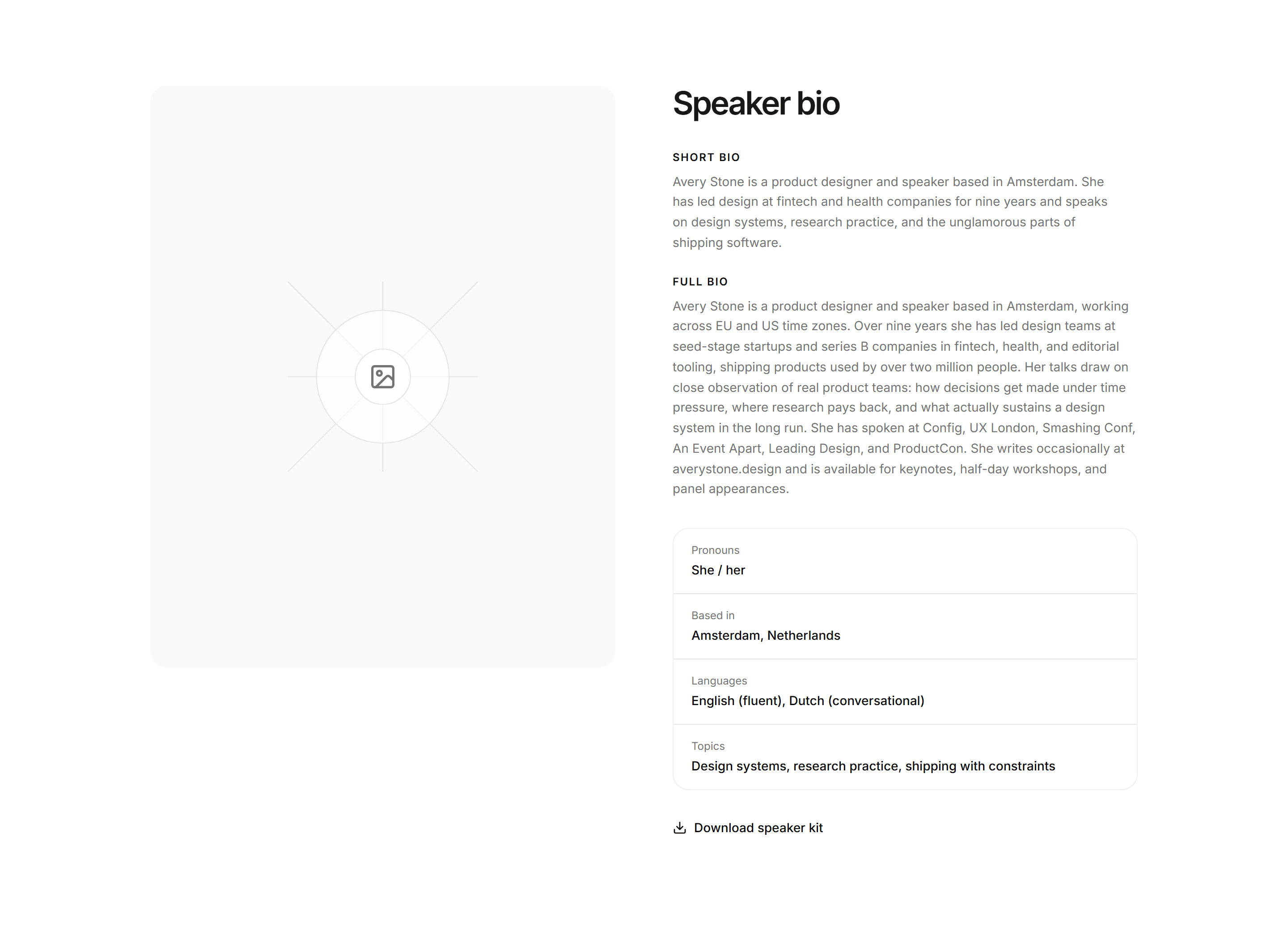 Portfolio Speaking and Event: Speaker Bio