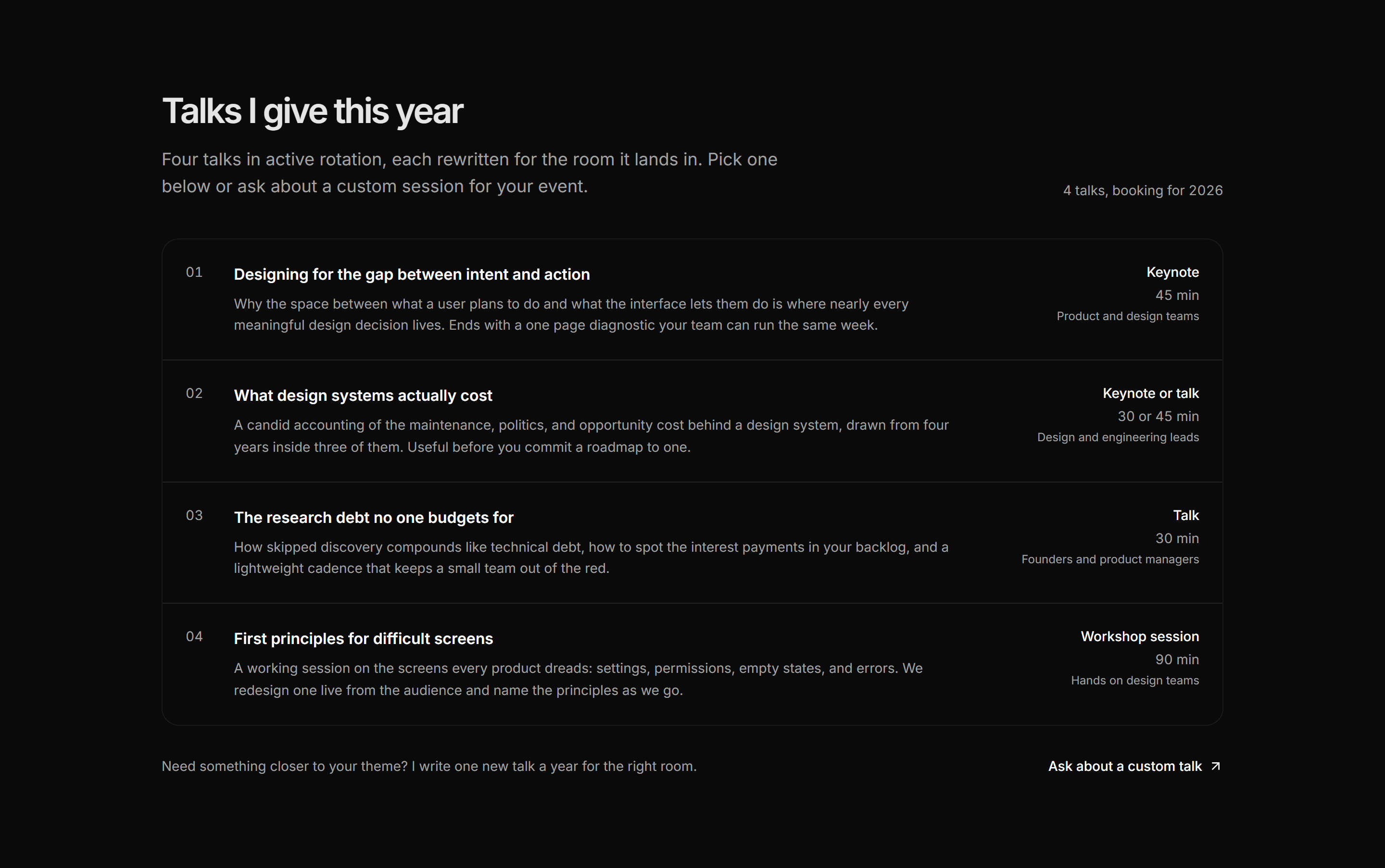 Portfolio Speaking and Event: Talk Topics