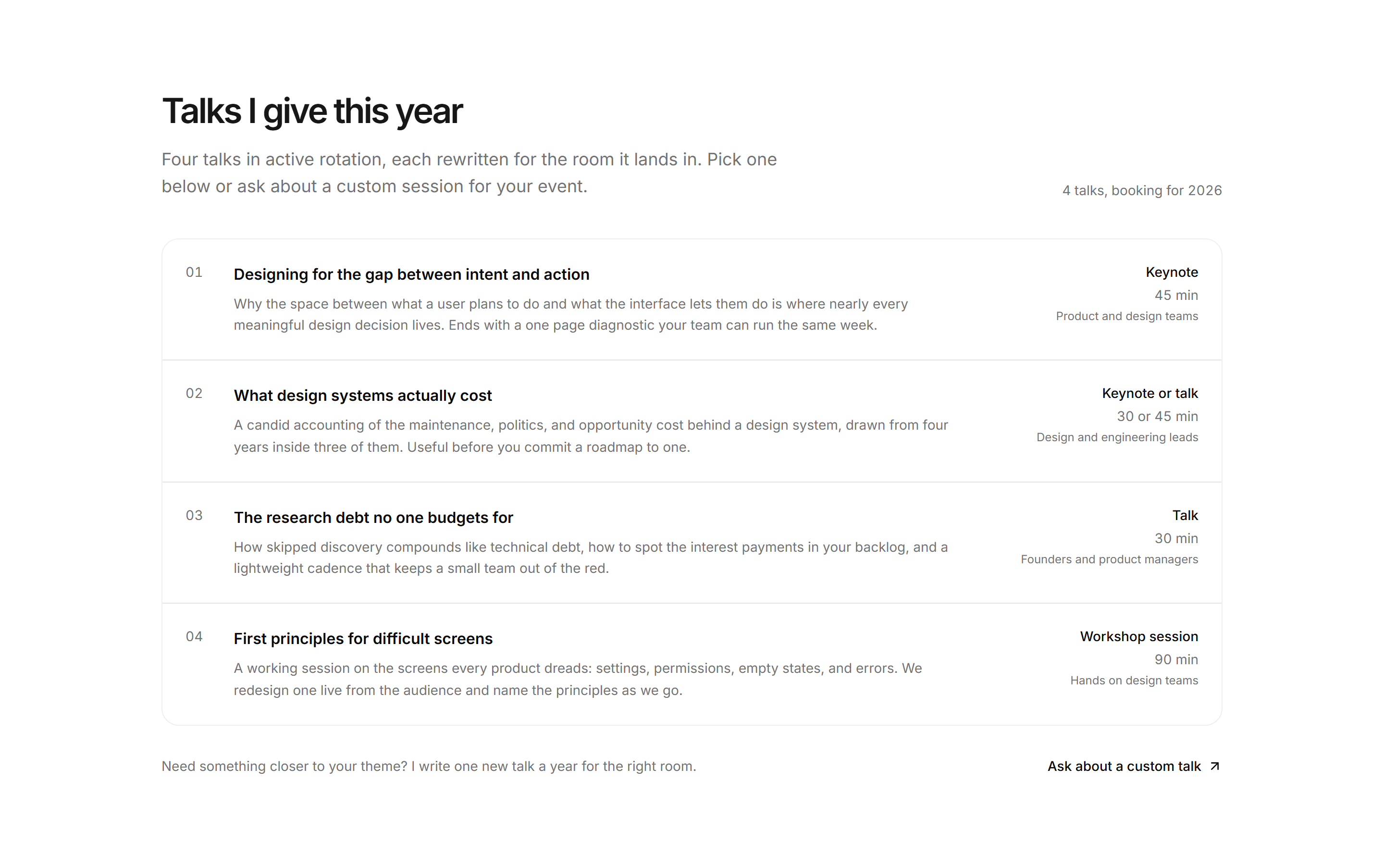Portfolio Speaking and Event: Talk Topics