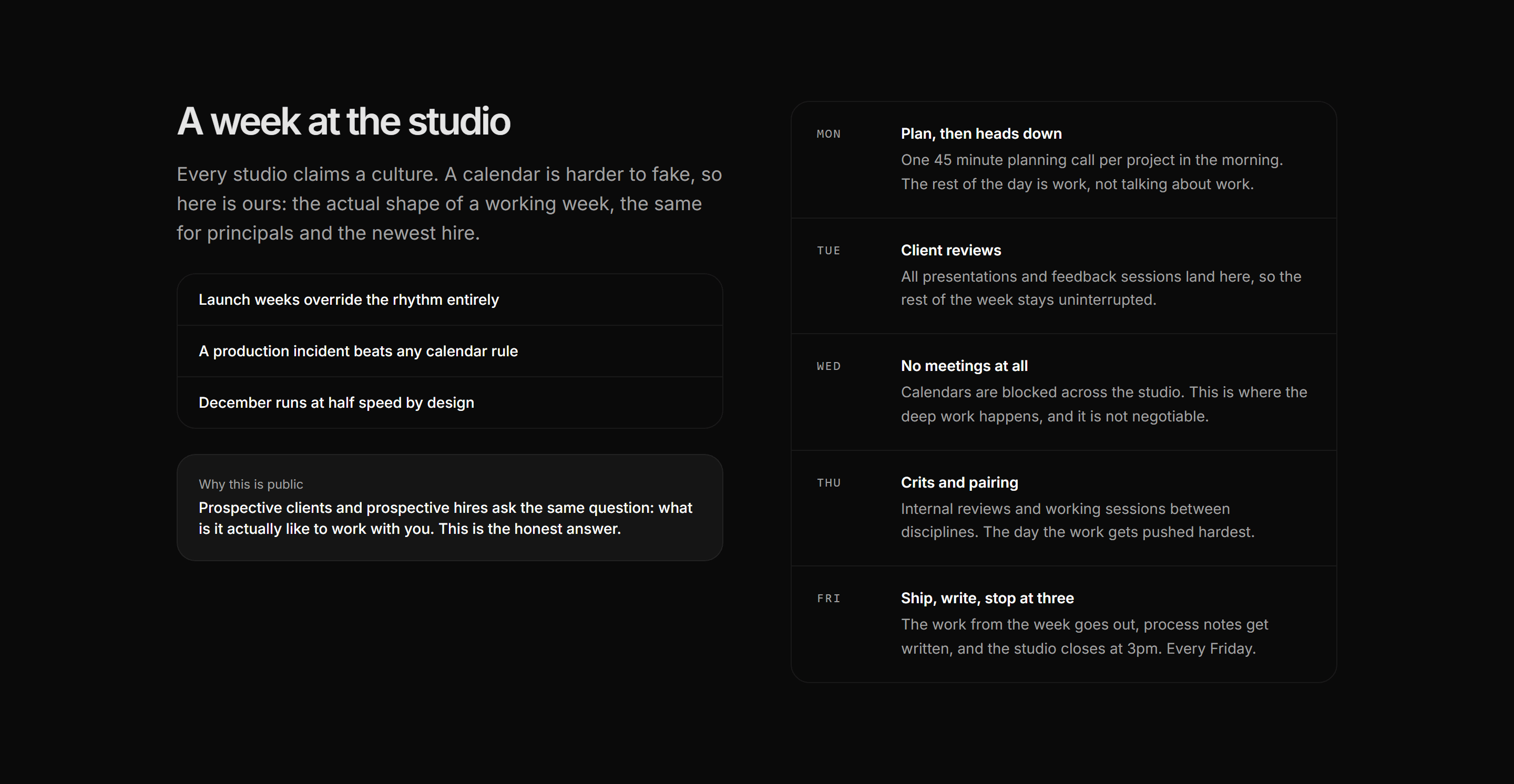 Portfolio Studio and Team: Studio Week