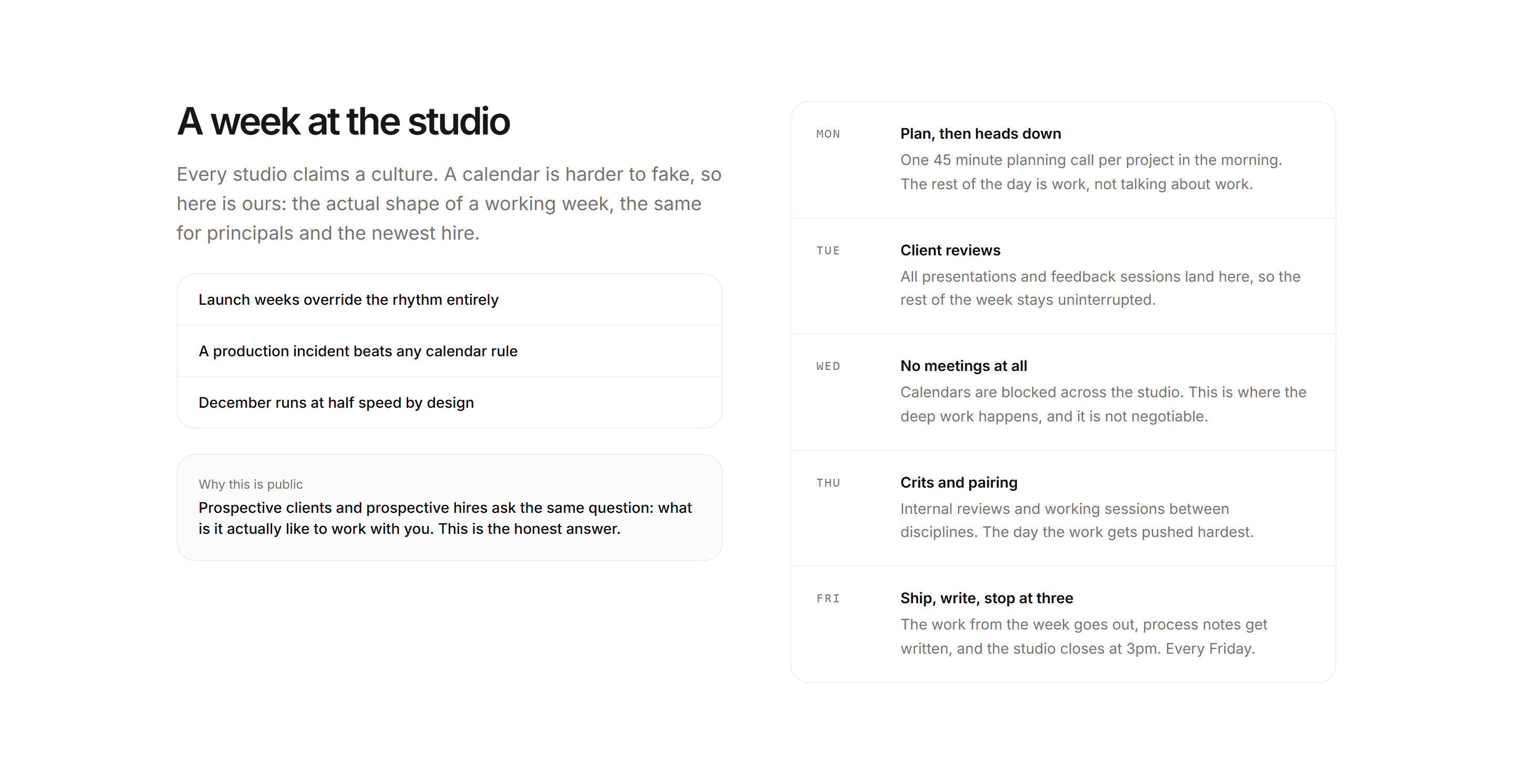Portfolio Studio and Team: Studio Week