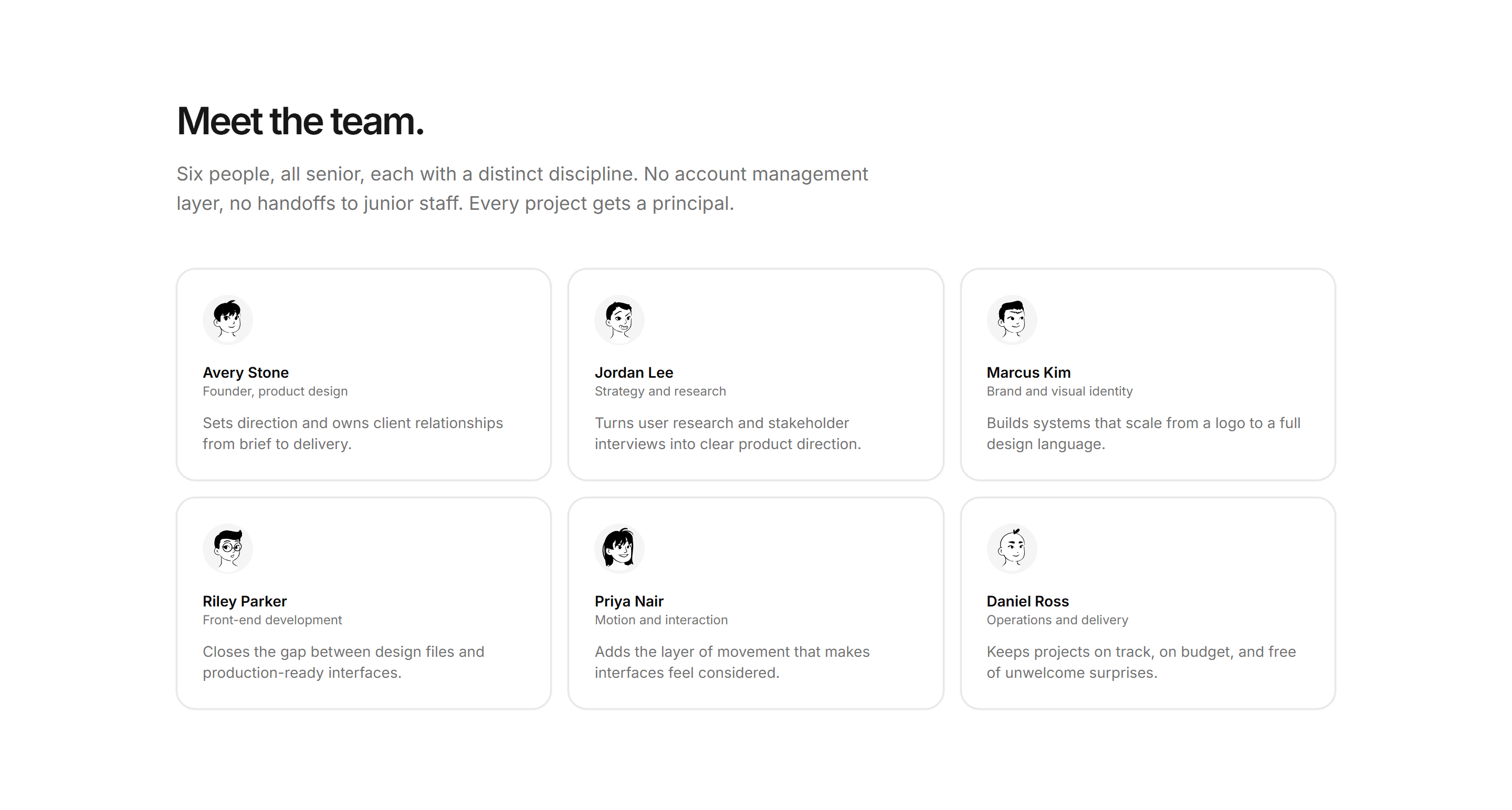 Portfolio Studio and Team: Team Grid