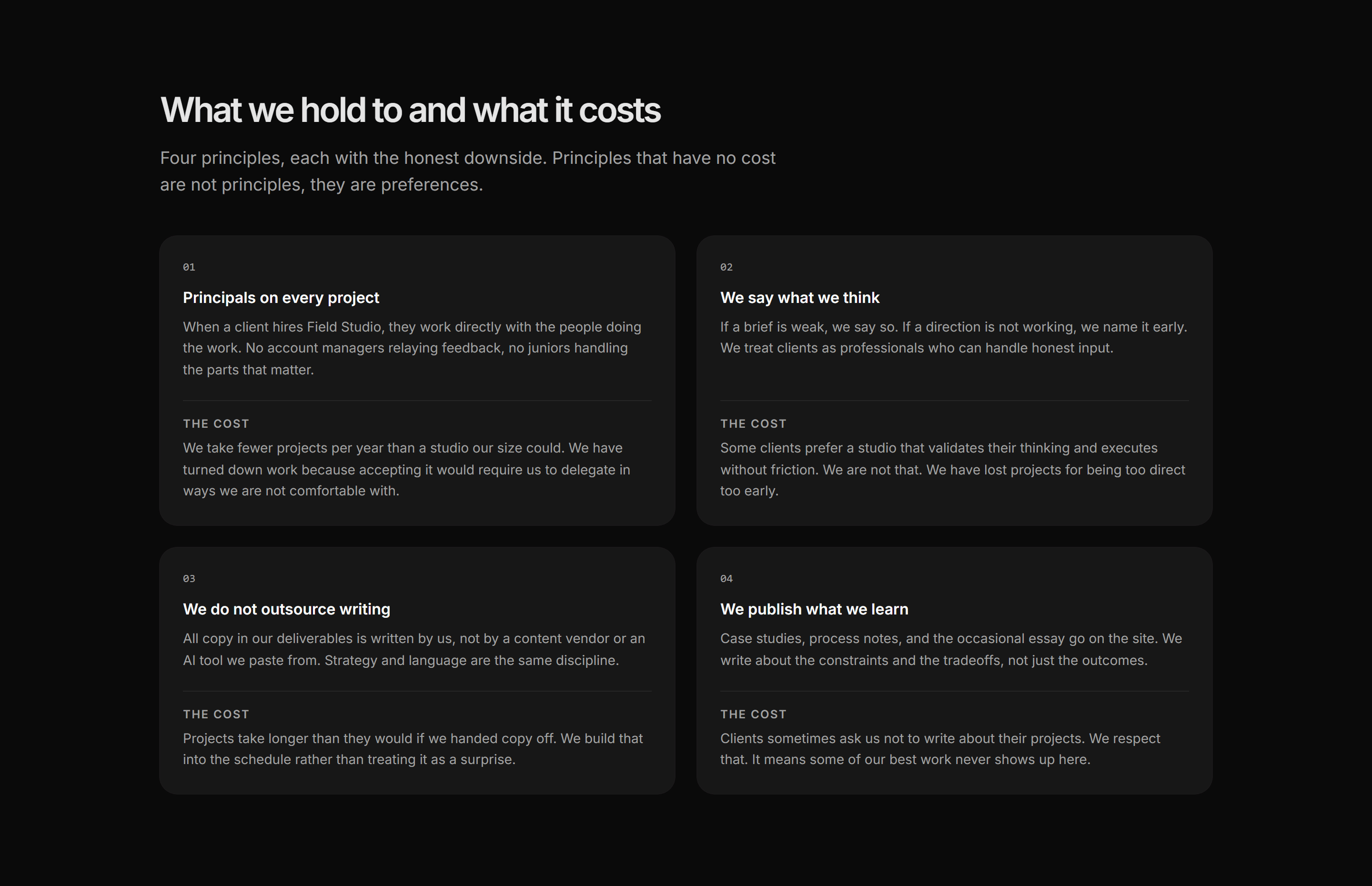 Portfolio Studio and Team: Team Values