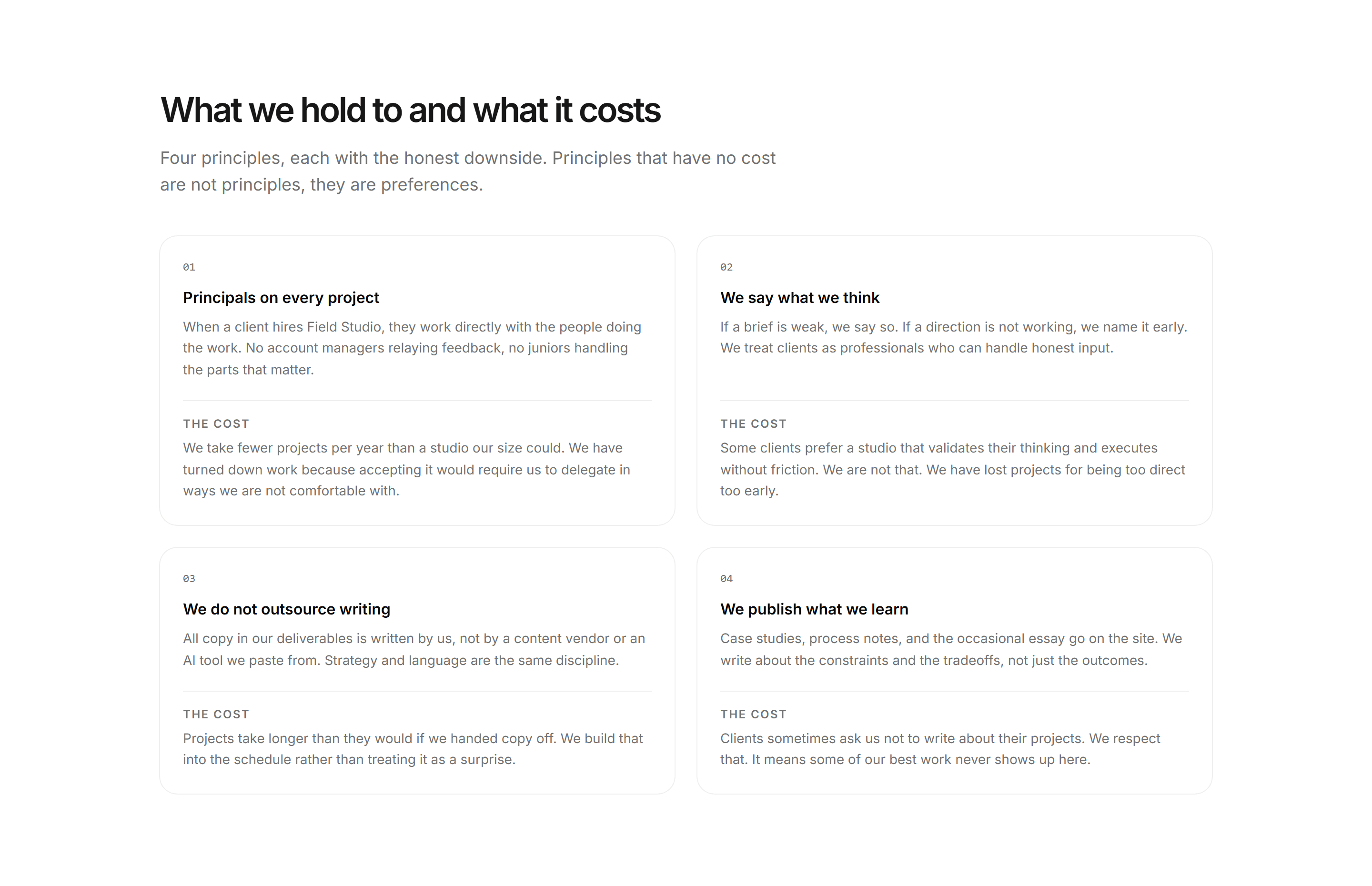 Portfolio Studio and Team: Team Values