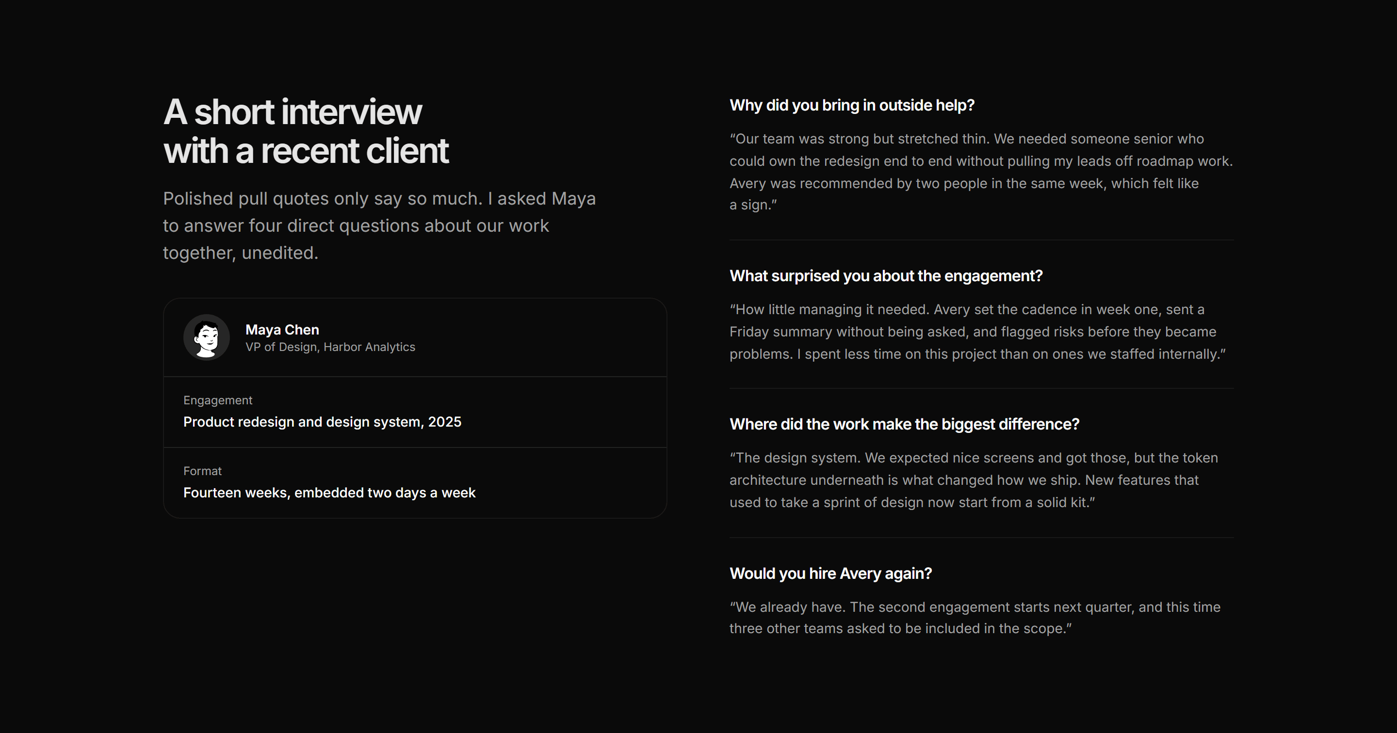 Portfolio Testimonial: Client Interview