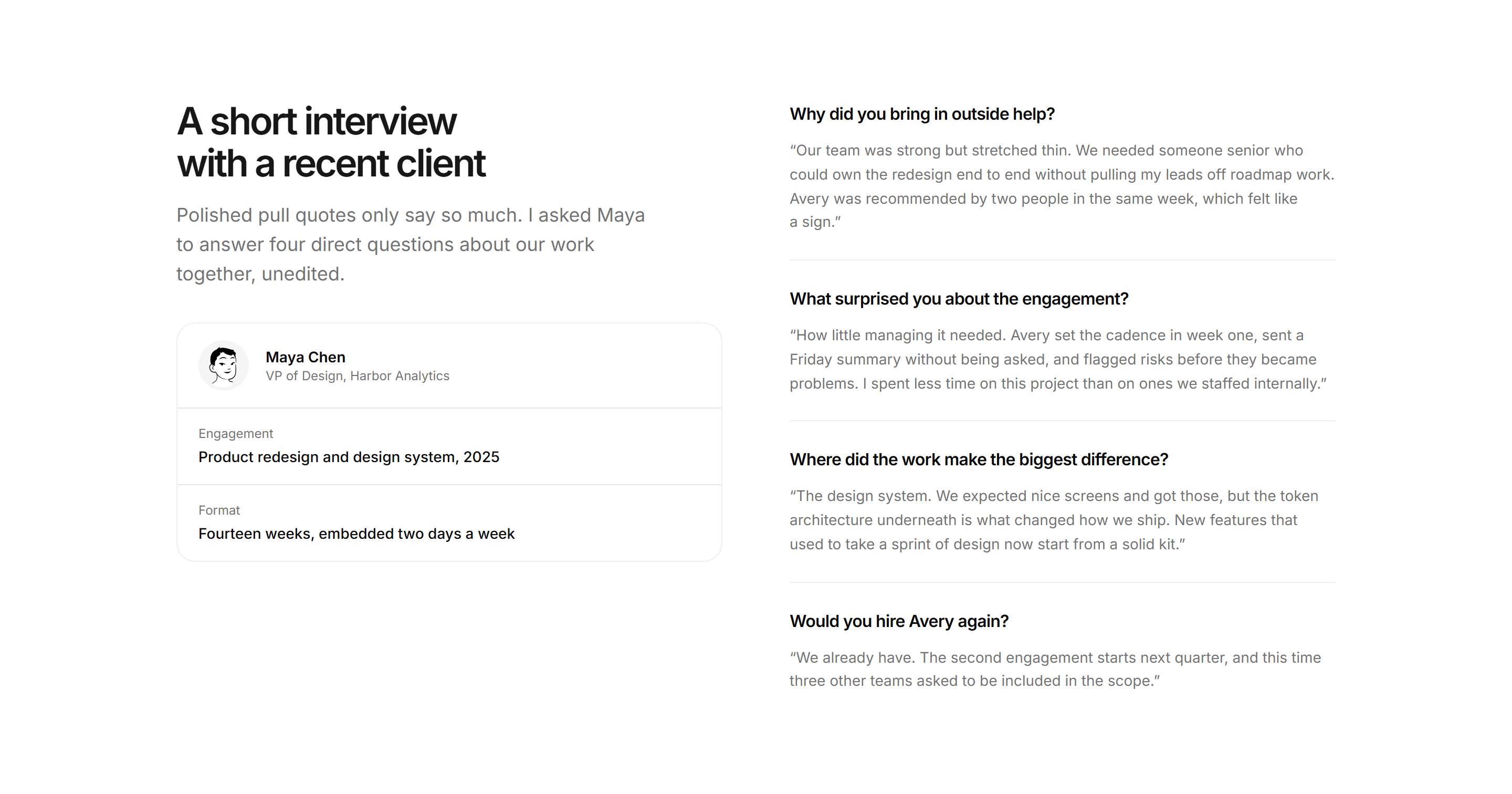 Portfolio Testimonial: Client Interview