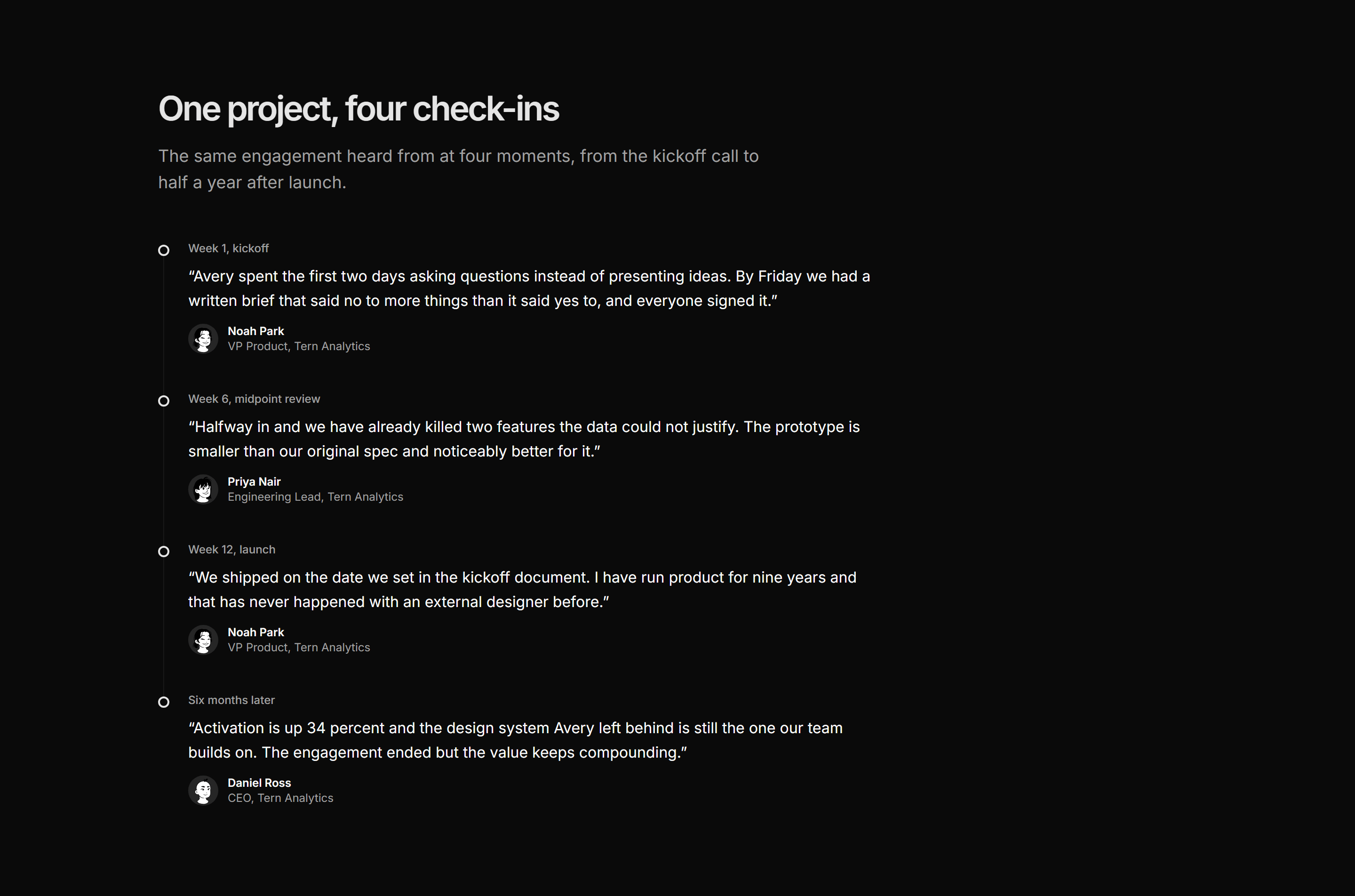 Portfolio Testimonial: Praise Timeline
