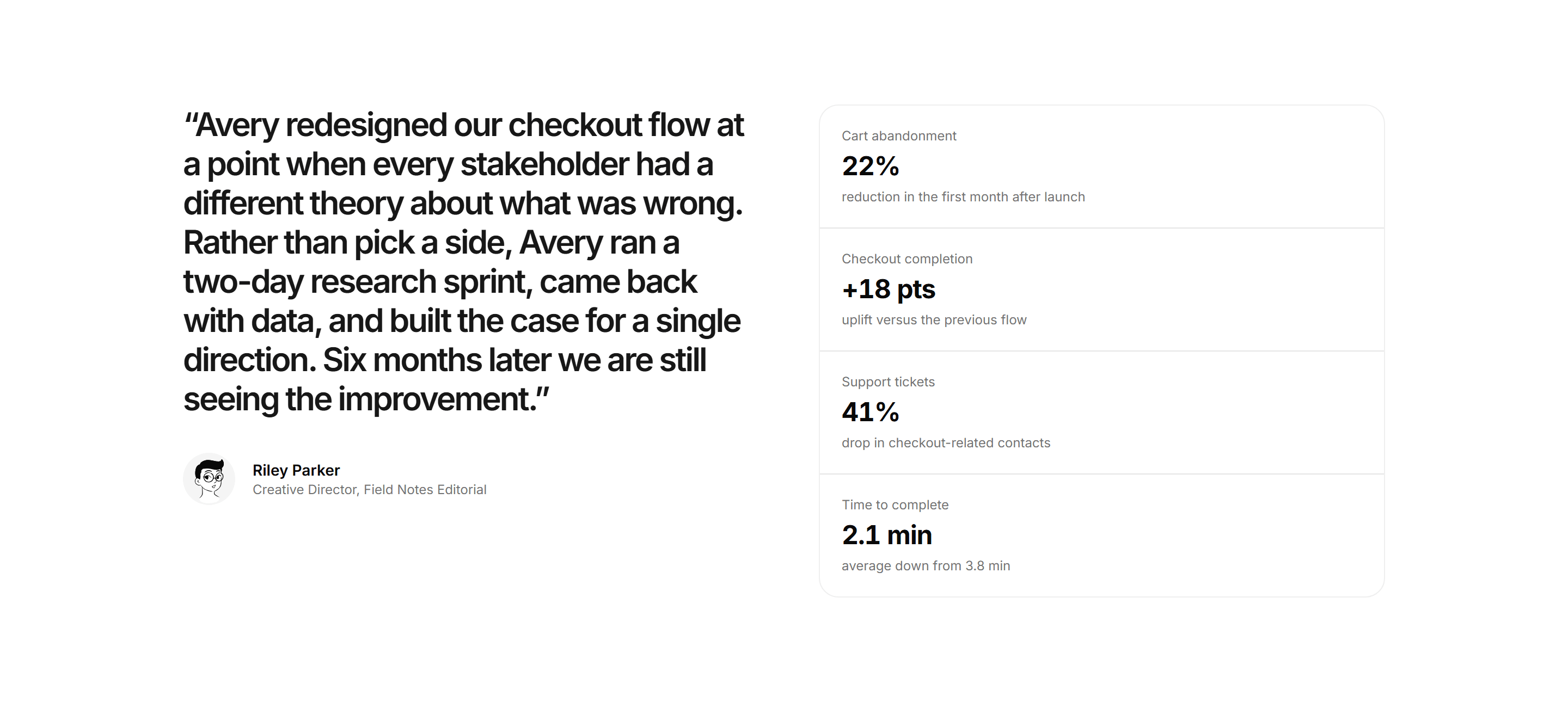 Portfolio Testimonial: Quote With Stats