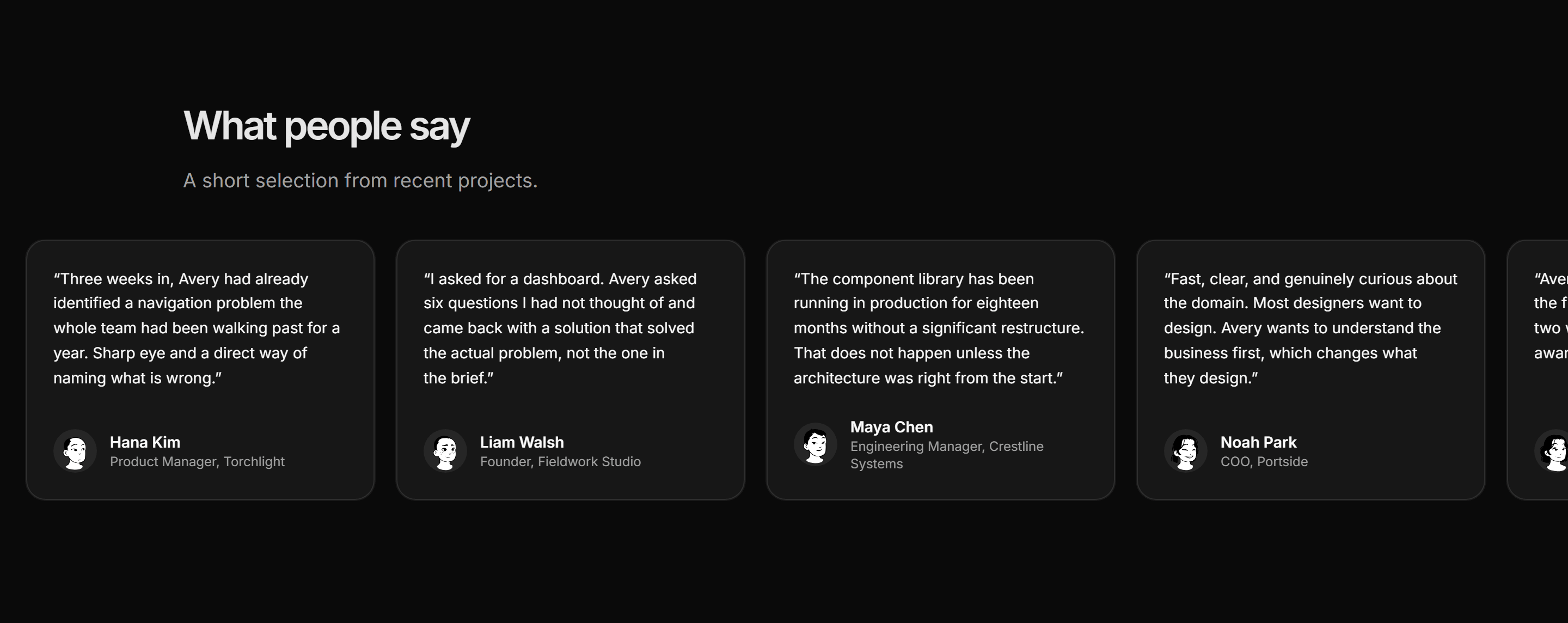 Portfolio Testimonial: Scrolling Quotes