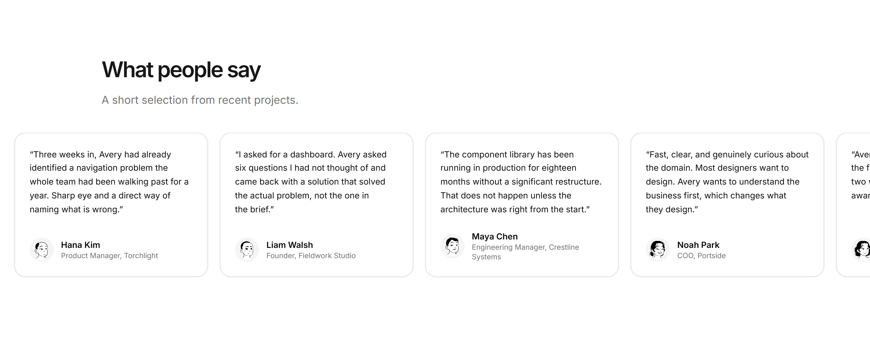 Portfolio Testimonial: Scrolling Quotes