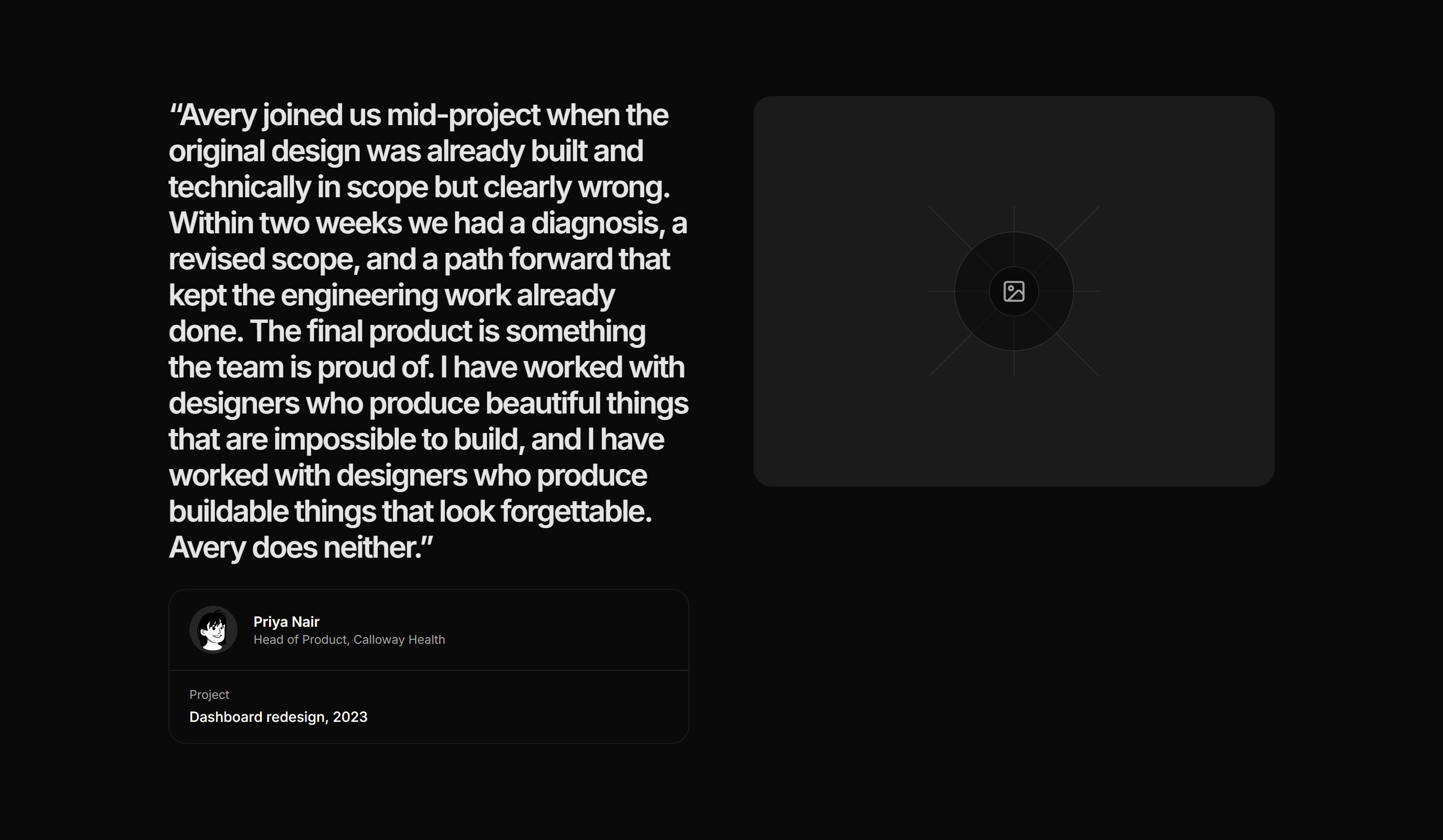 Portfolio Testimonial: Single With Photo