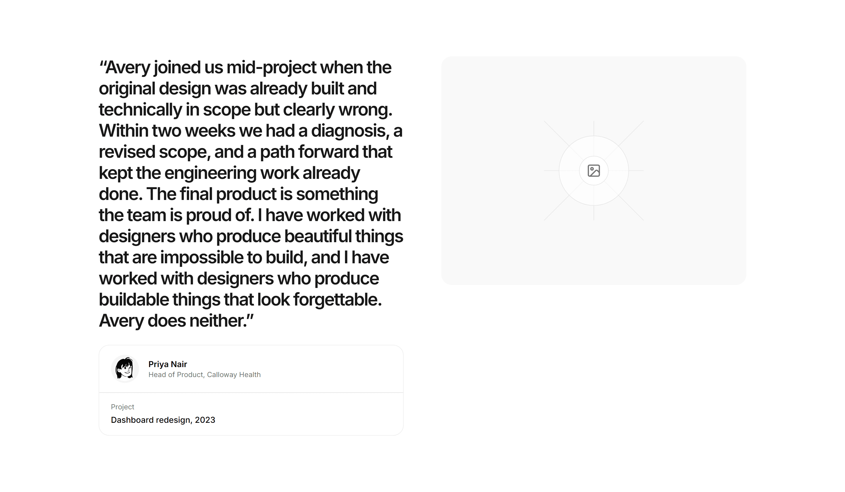 Portfolio Testimonial: Single With Photo