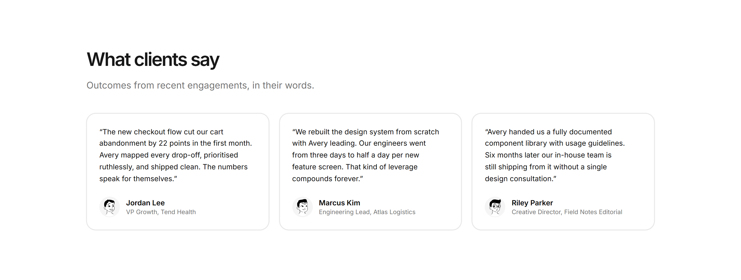 Portfolio Testimonial: Testimonial Cards