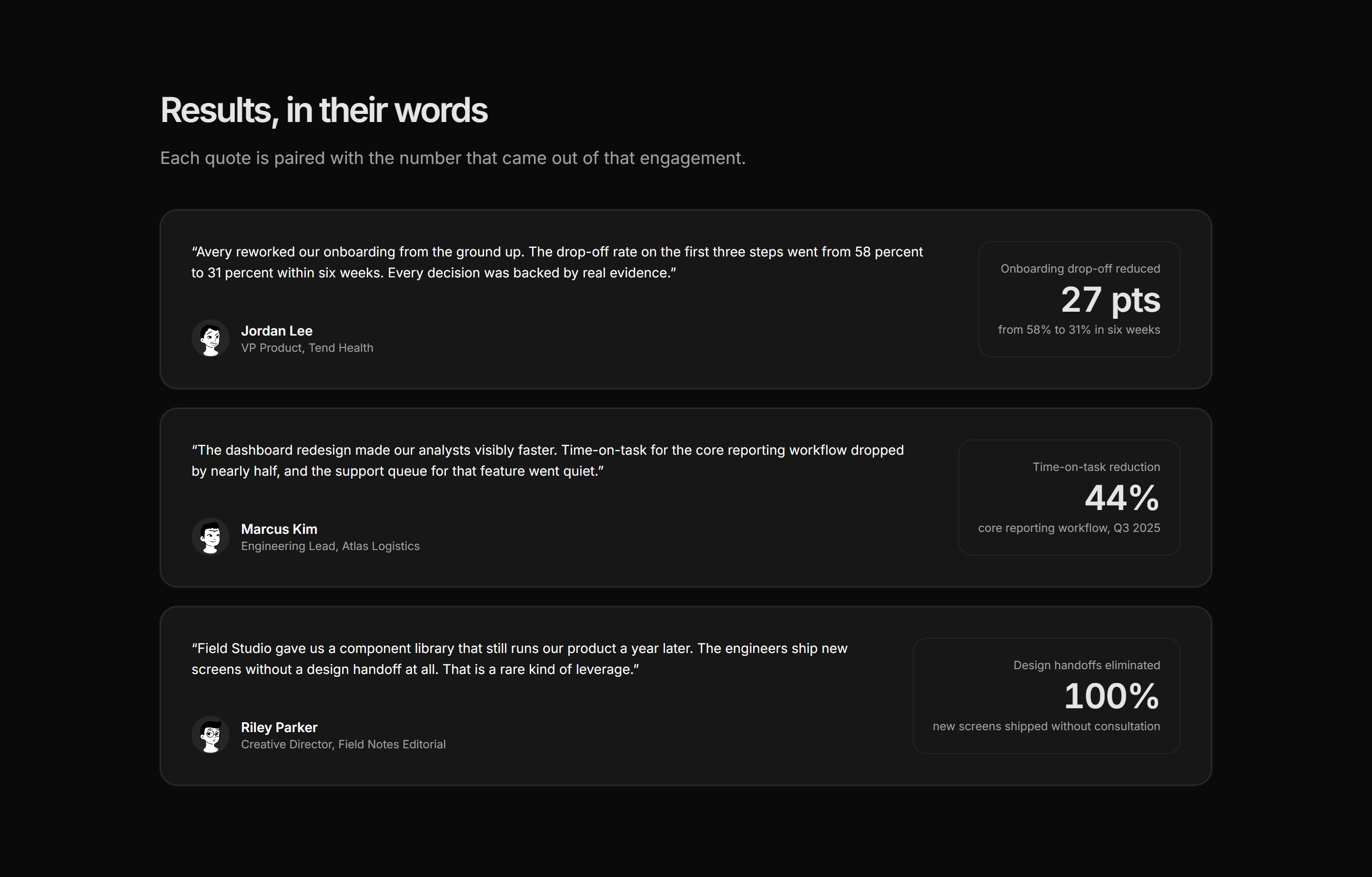 Portfolio Testimonial: Testimonial With Result