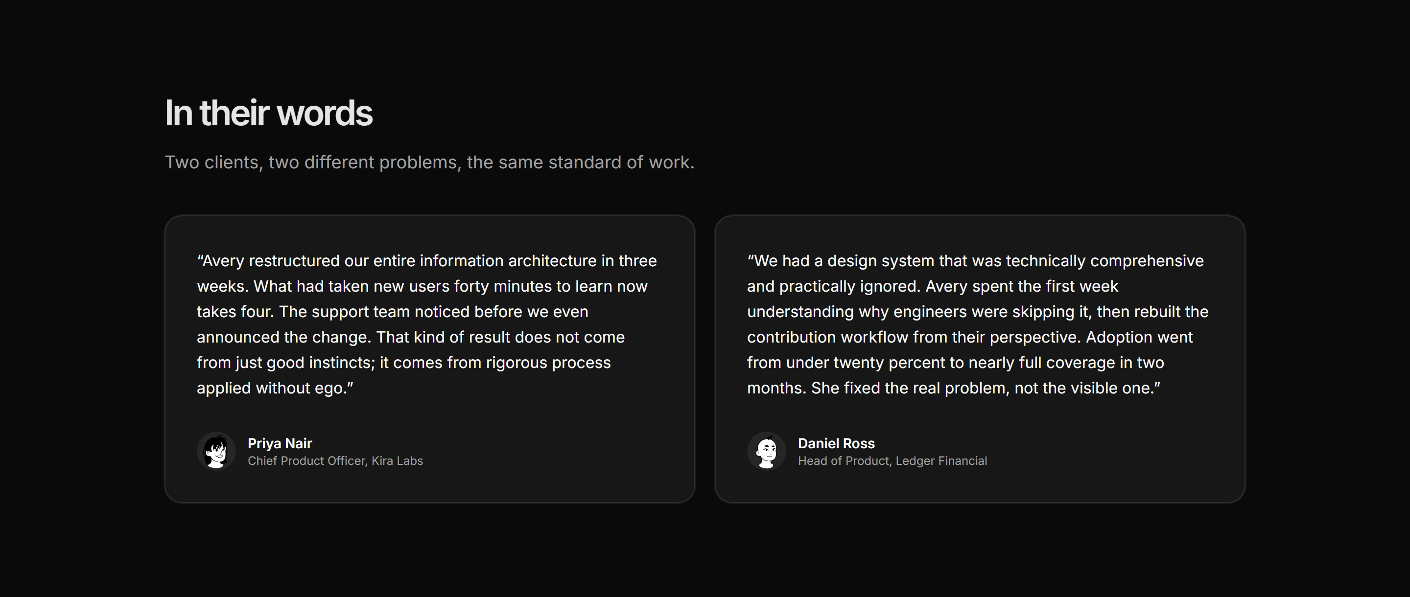 Portfolio Testimonial: Two Up Testimonials
