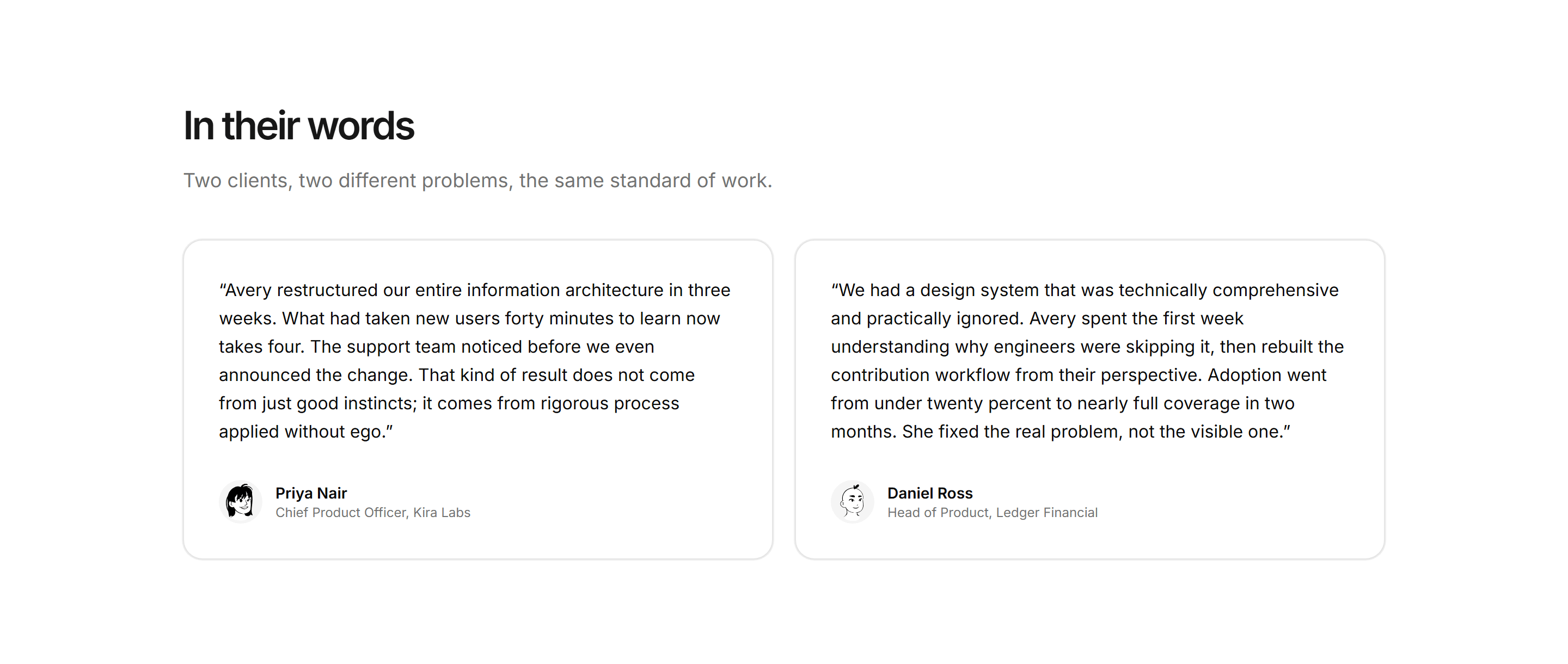 Portfolio Testimonial: Two Up Testimonials