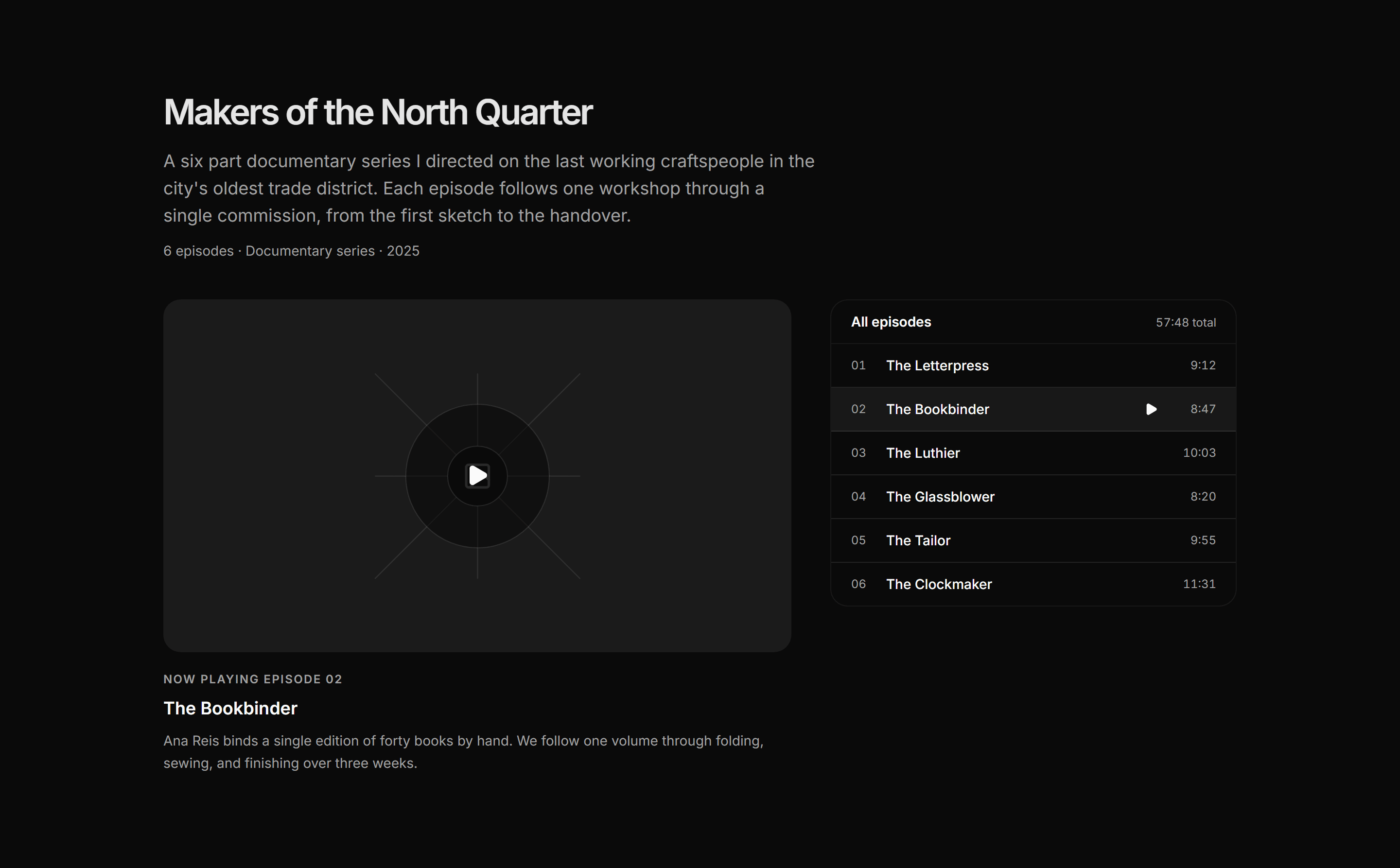 Portfolio Video and Motion: Episode Playlist