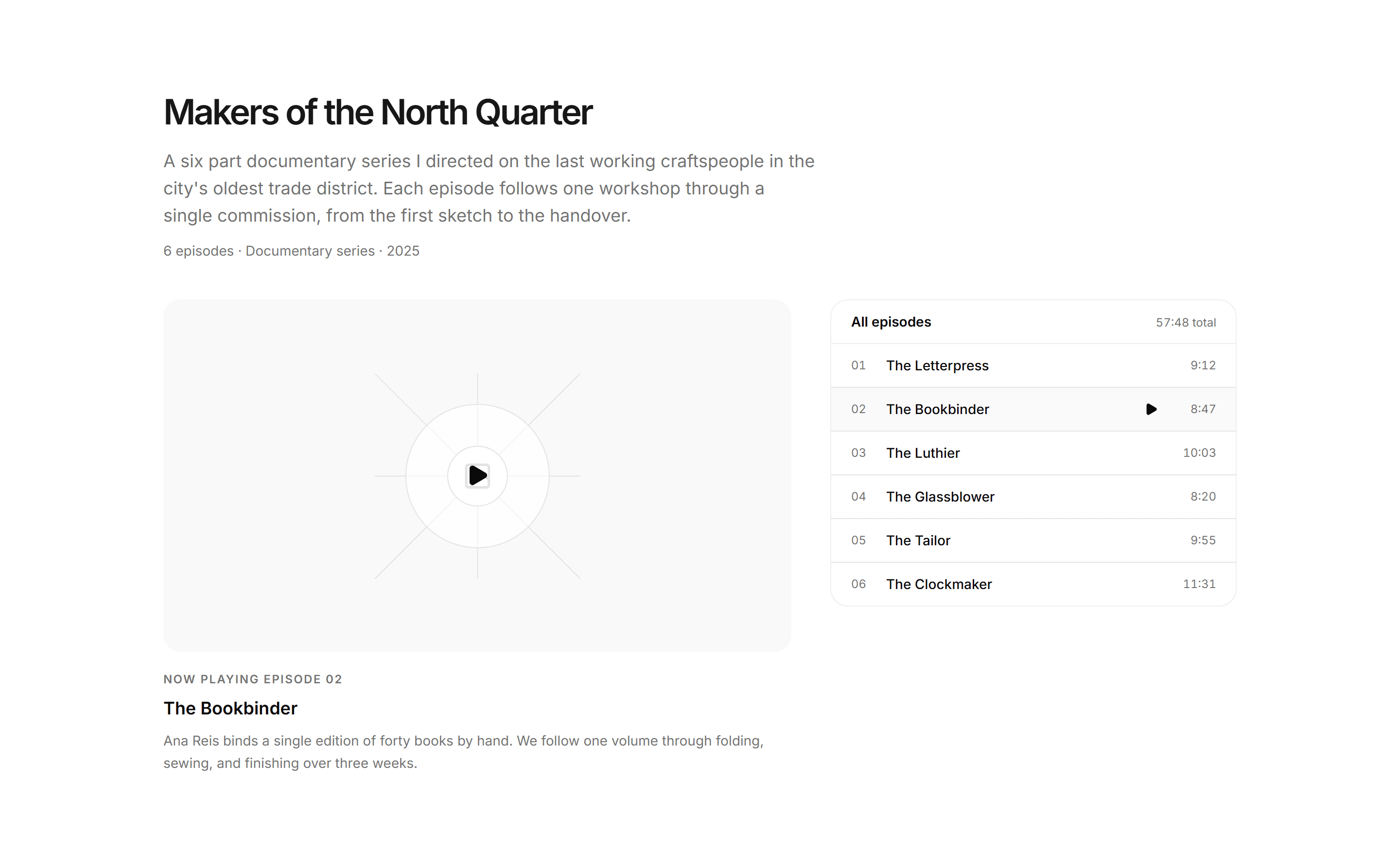 Portfolio Video and Motion: Episode Playlist