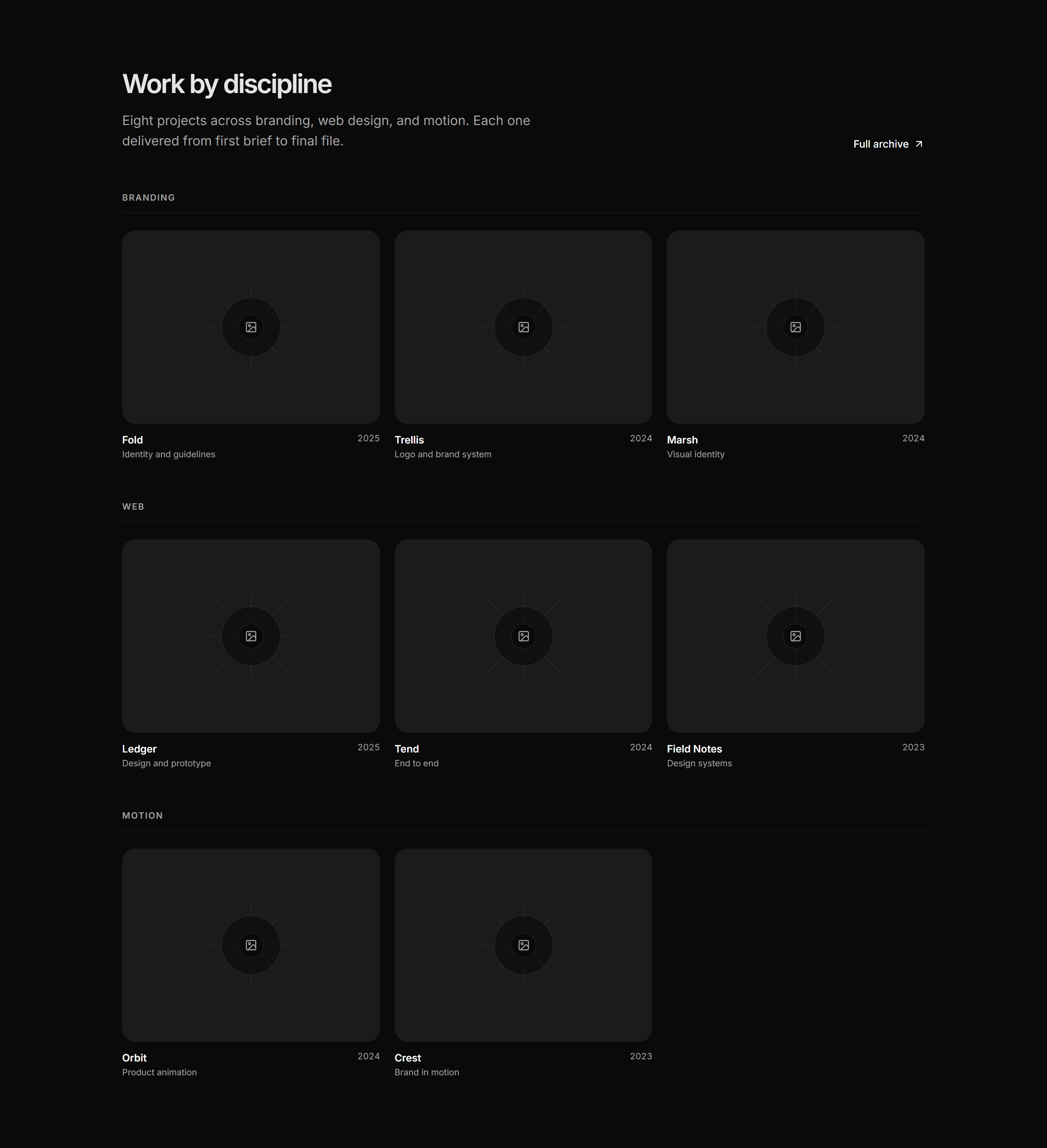 Portfolio Work Grid: Category Sections Grid