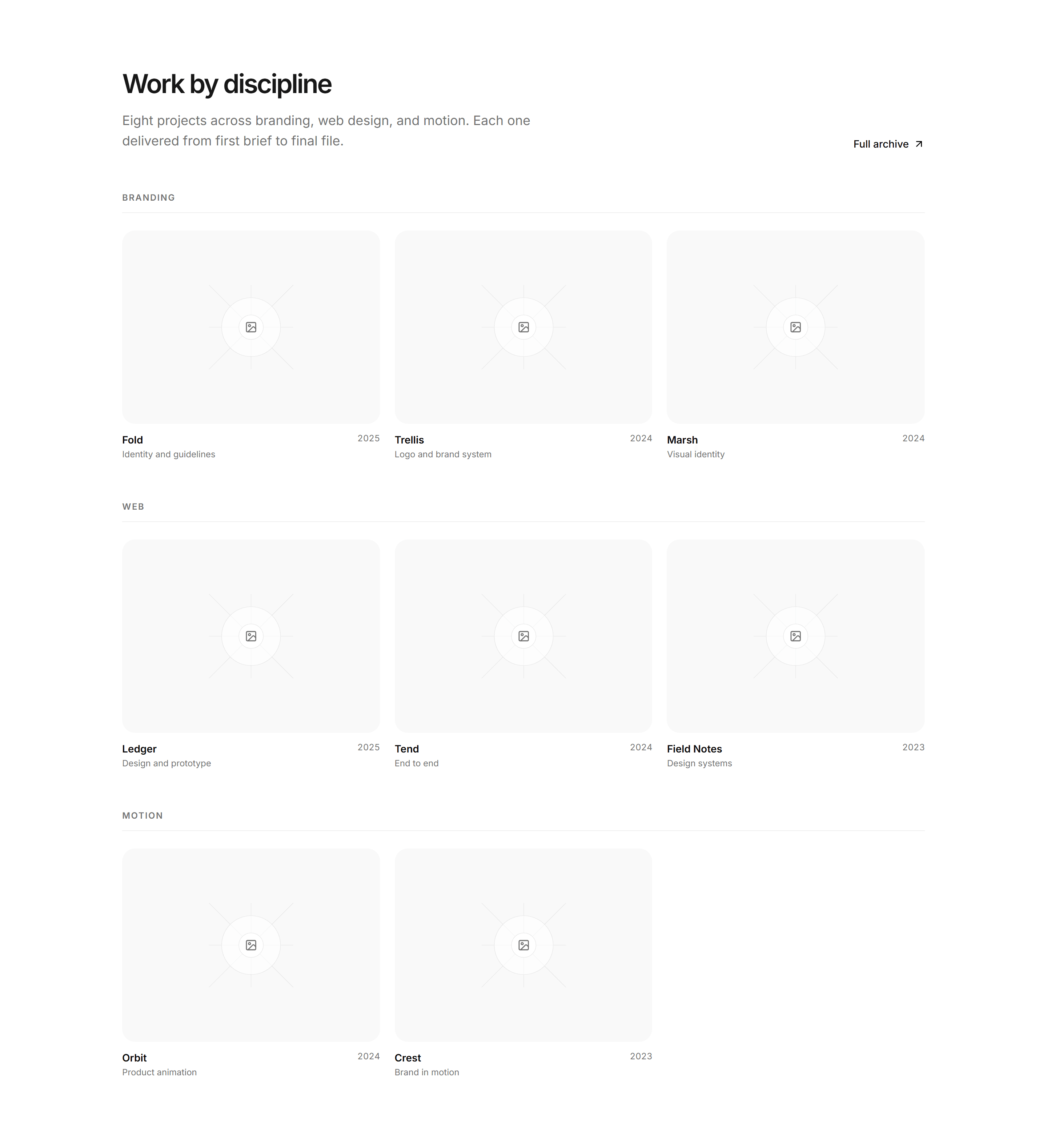 Portfolio Work Grid: Category Sections Grid