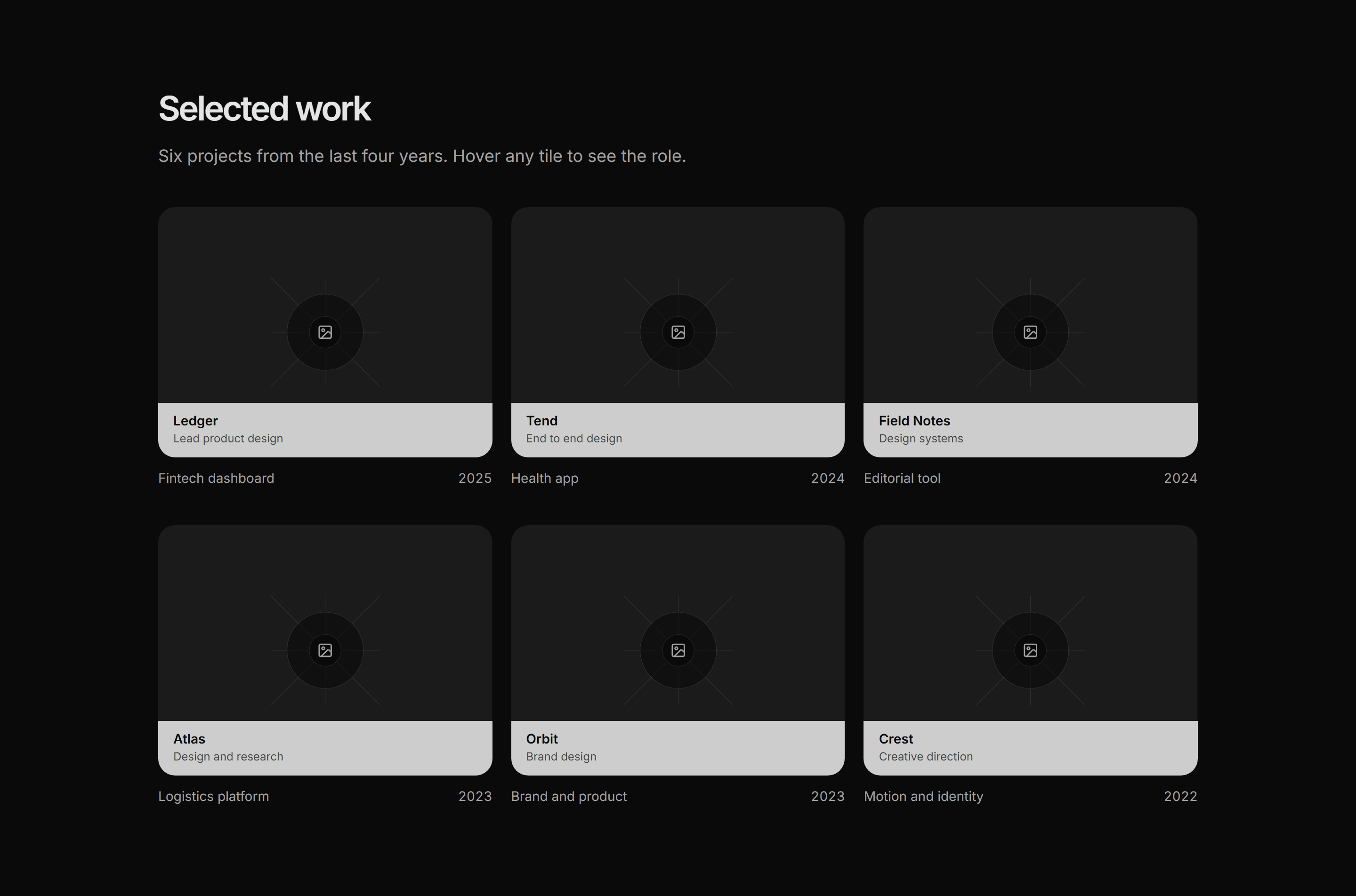 Portfolio Work Grid: Hover Grid