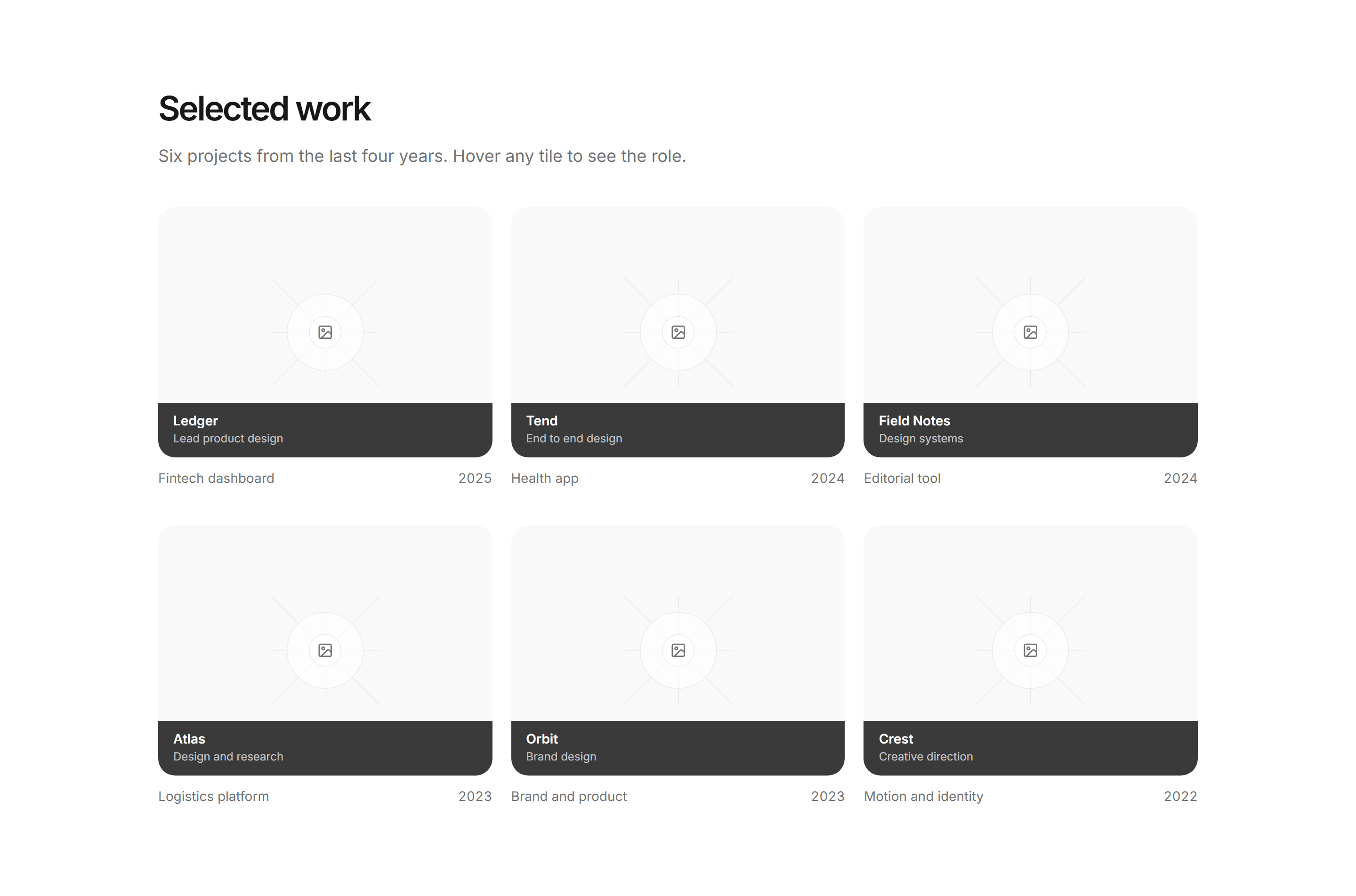 Portfolio Work Grid: Hover Grid