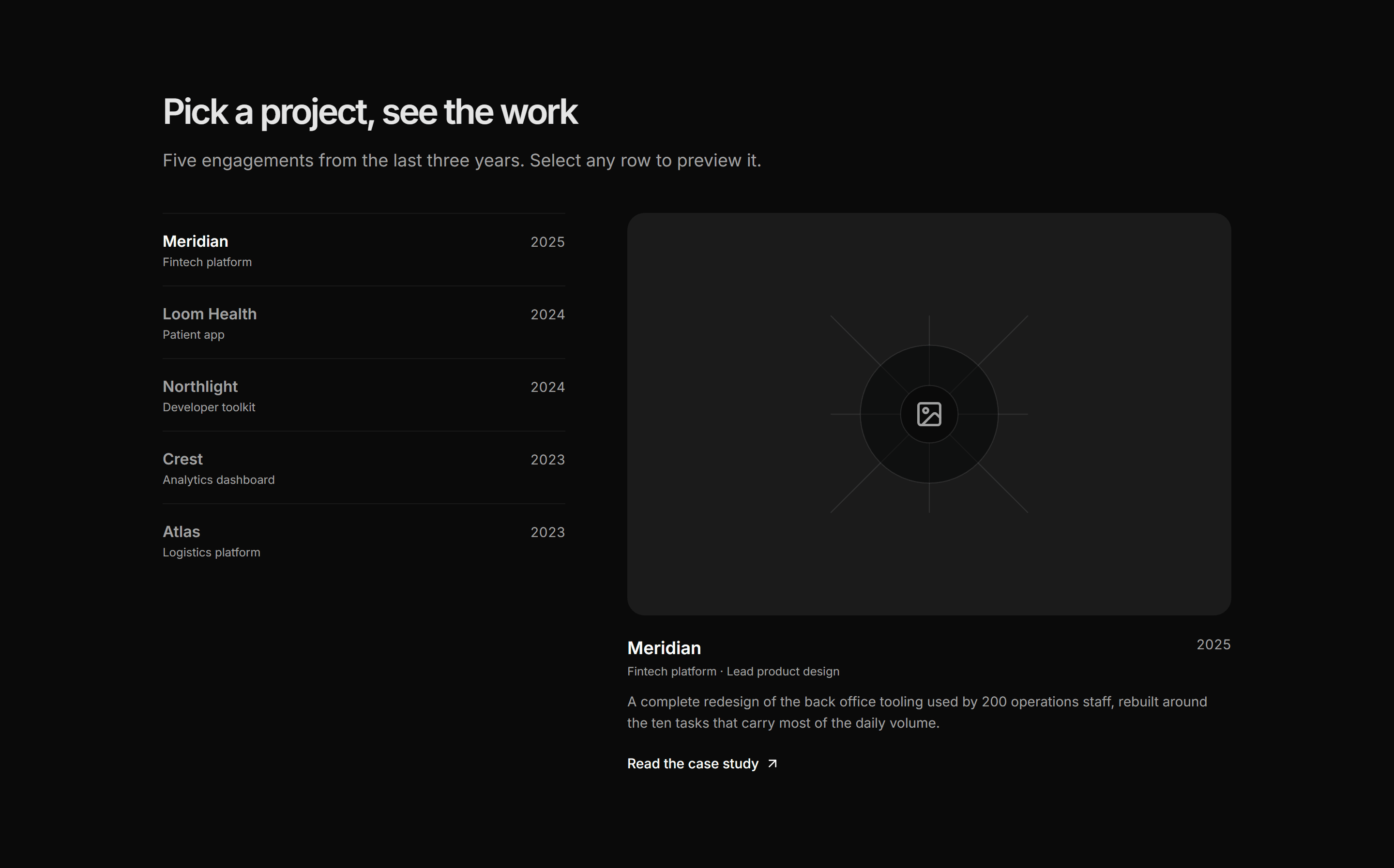 Portfolio Work Grid: List With Preview
