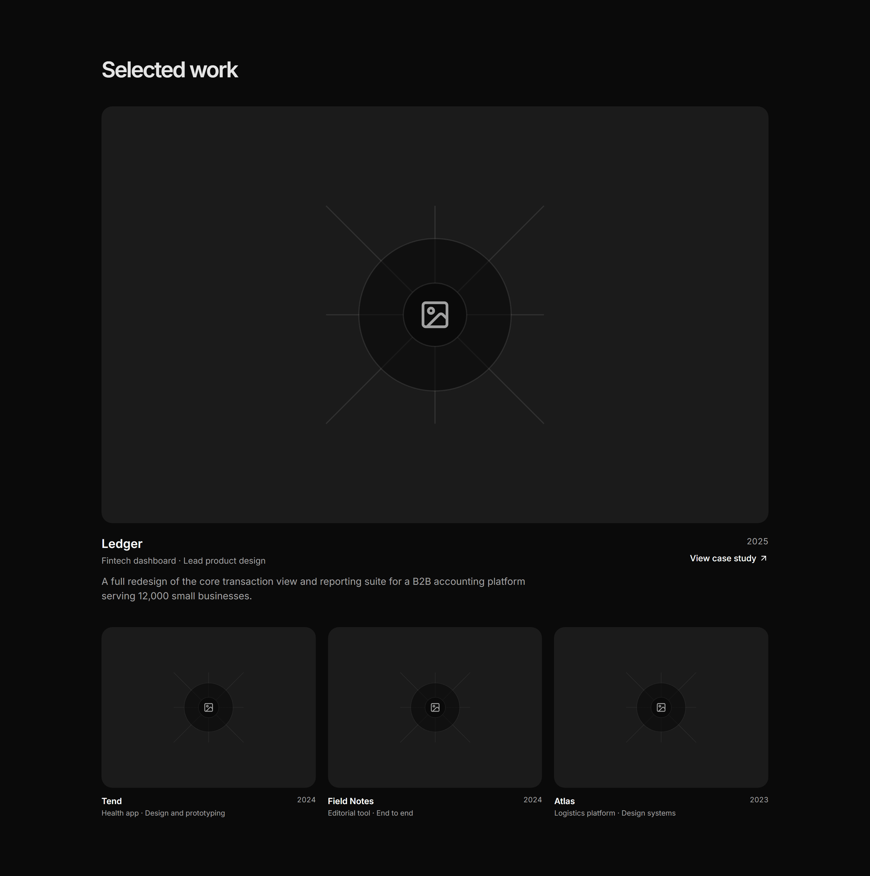 Portfolio Work Grid: One Big Three Small