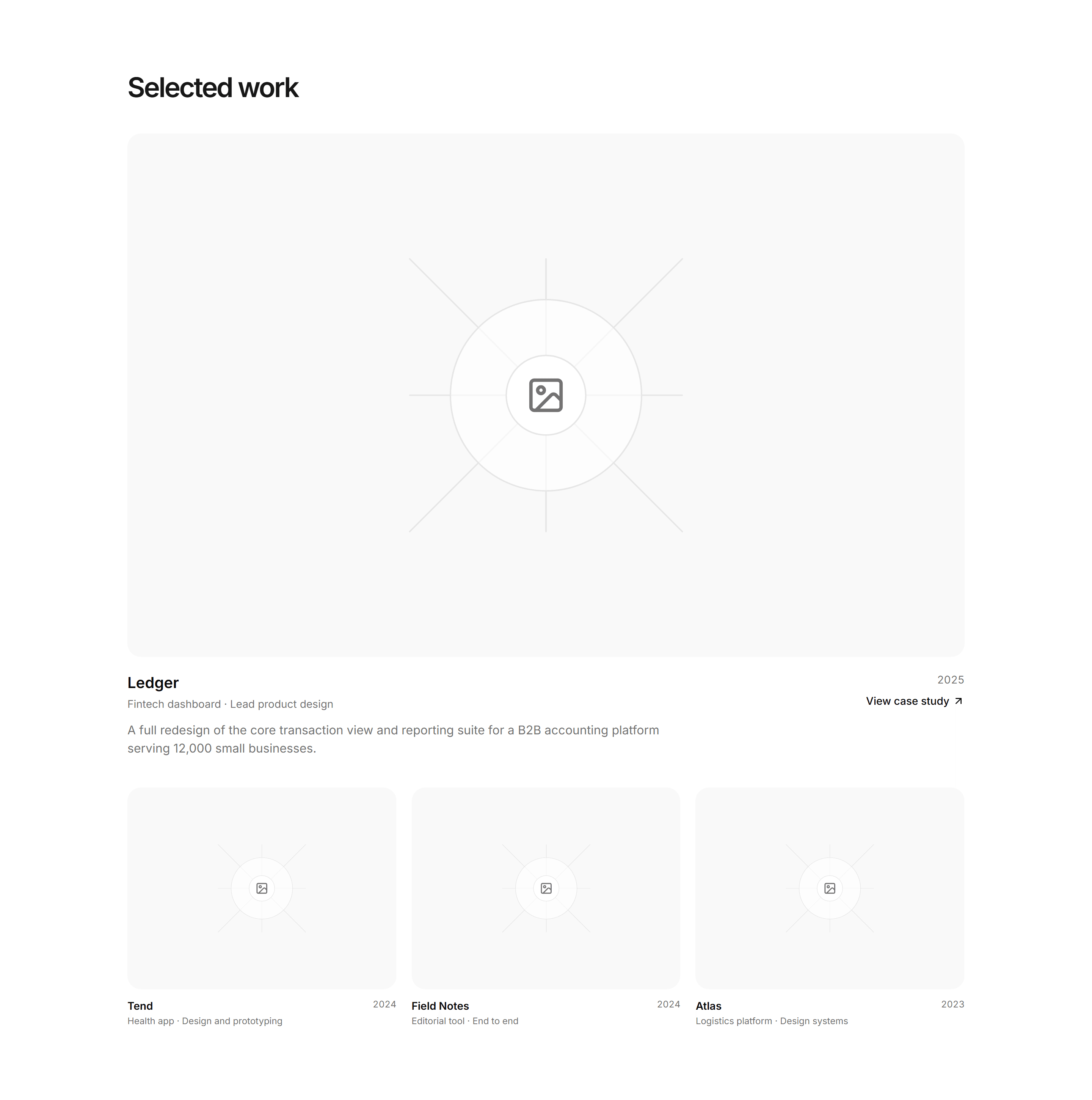 Portfolio Work Grid: One Big Three Small