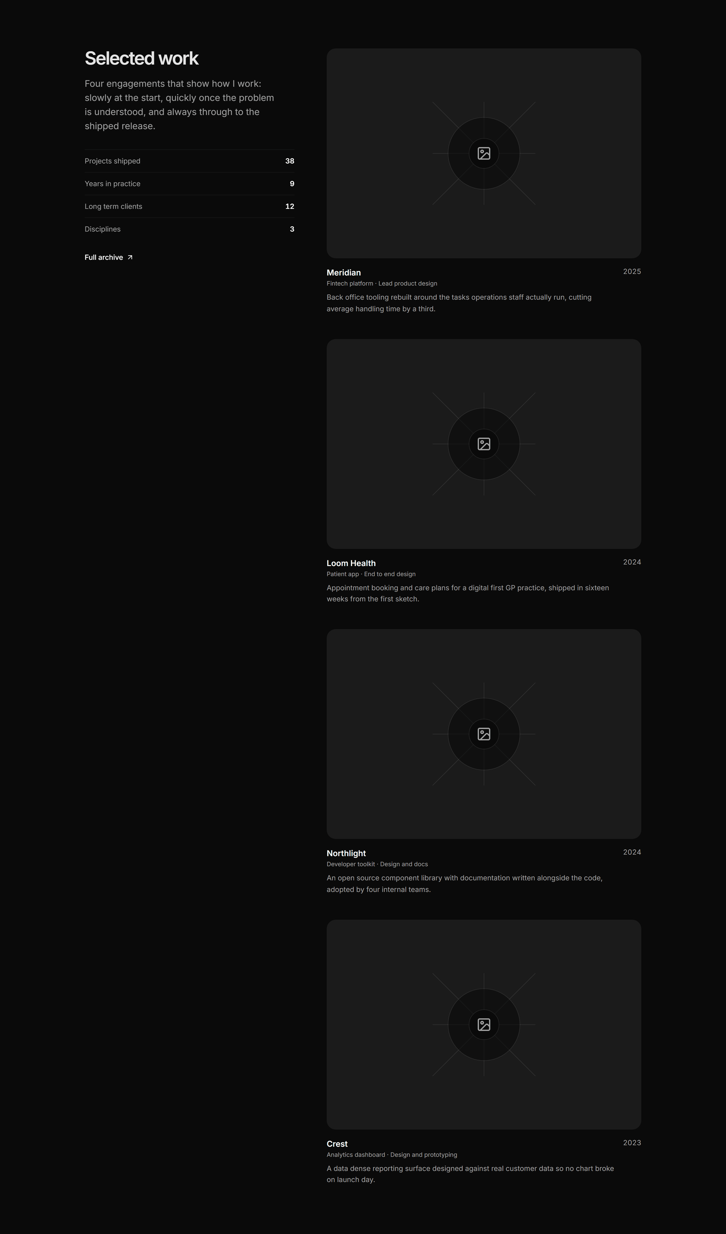 Portfolio Work Grid: Sticky Split Index