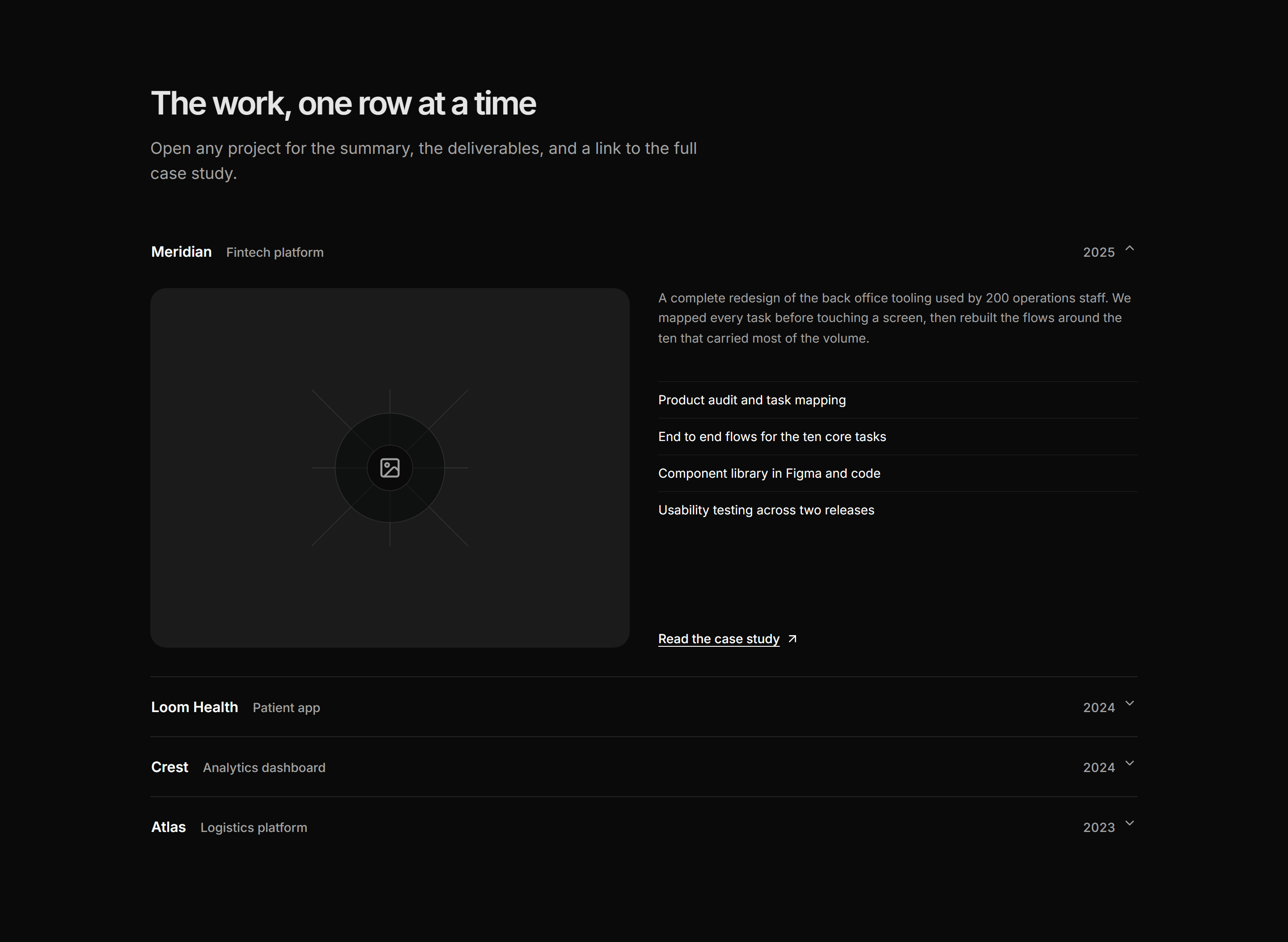 Portfolio Work Grid: Work Accordion