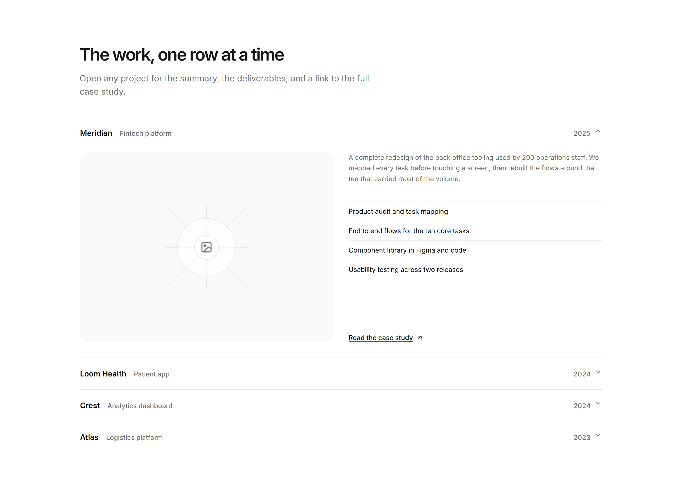 Portfolio Work Grid: Work Accordion